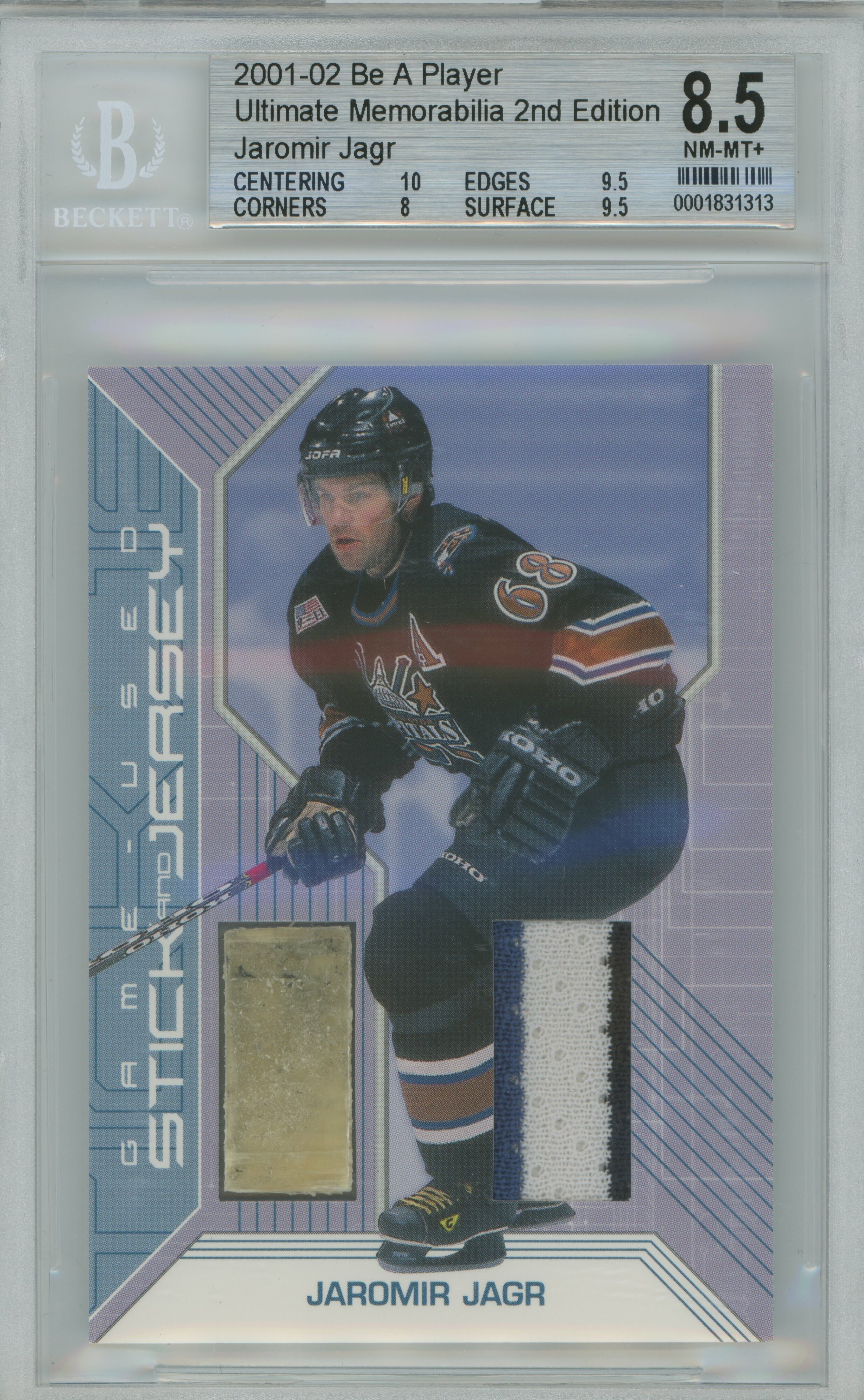 2001-02 BAP Ultimate Memorabilia Jersey Stick Jaromir Jagr BGS 8.5