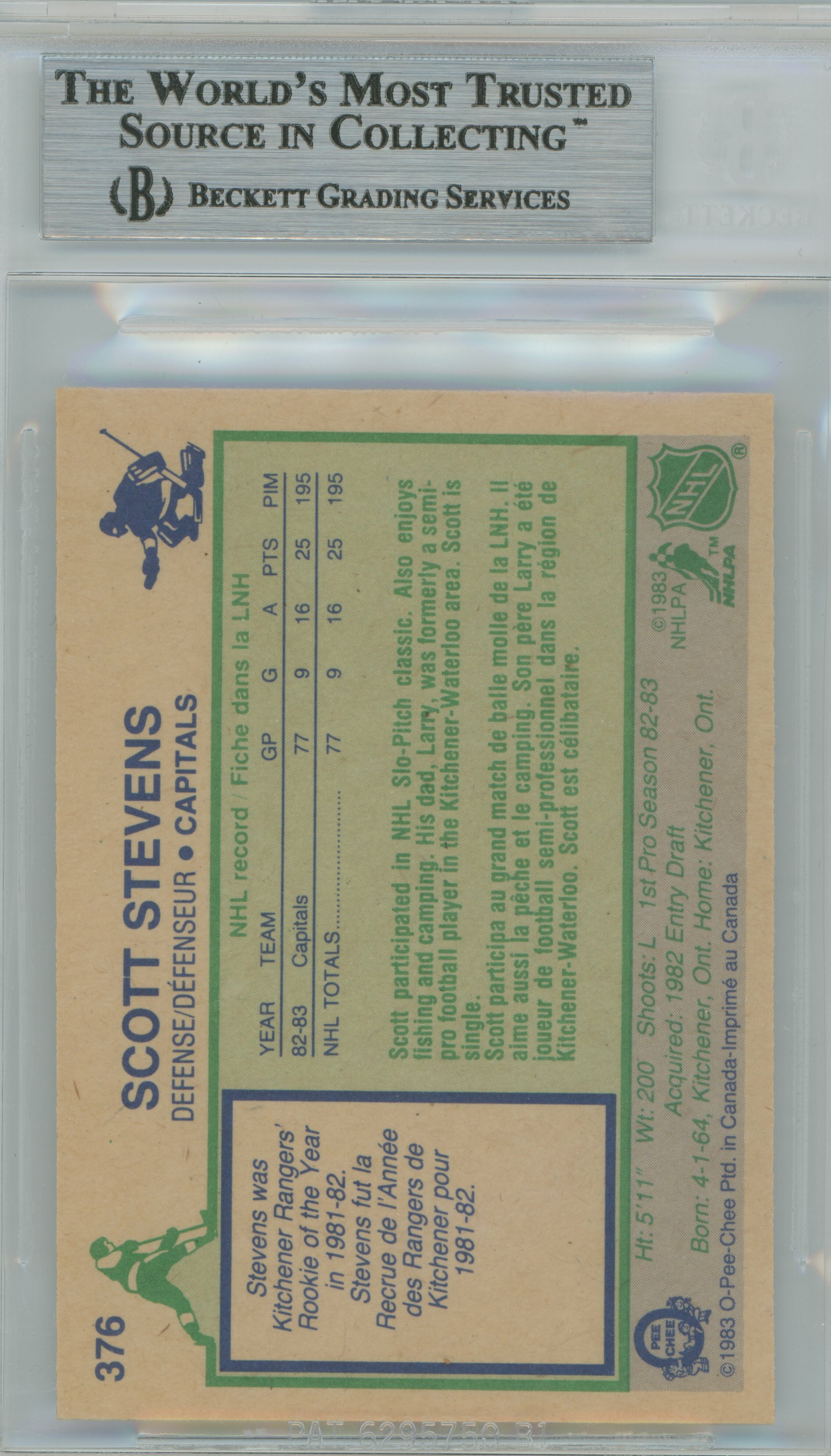 1983-84 O-Pee-Chee Scott Stevens BGS 8.5