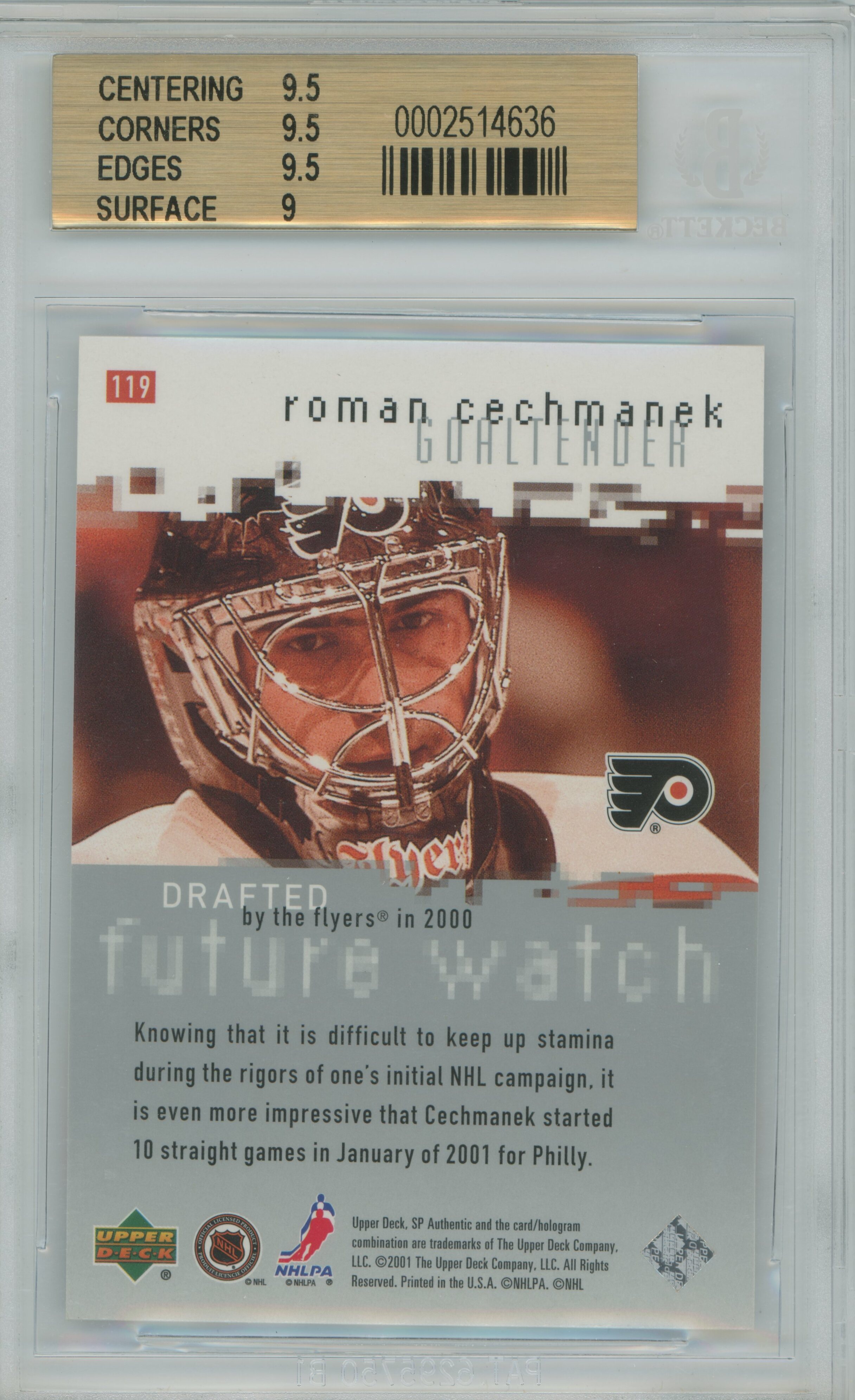 2000-01 SP Authentic Roman Cechmanek BGS 9.5