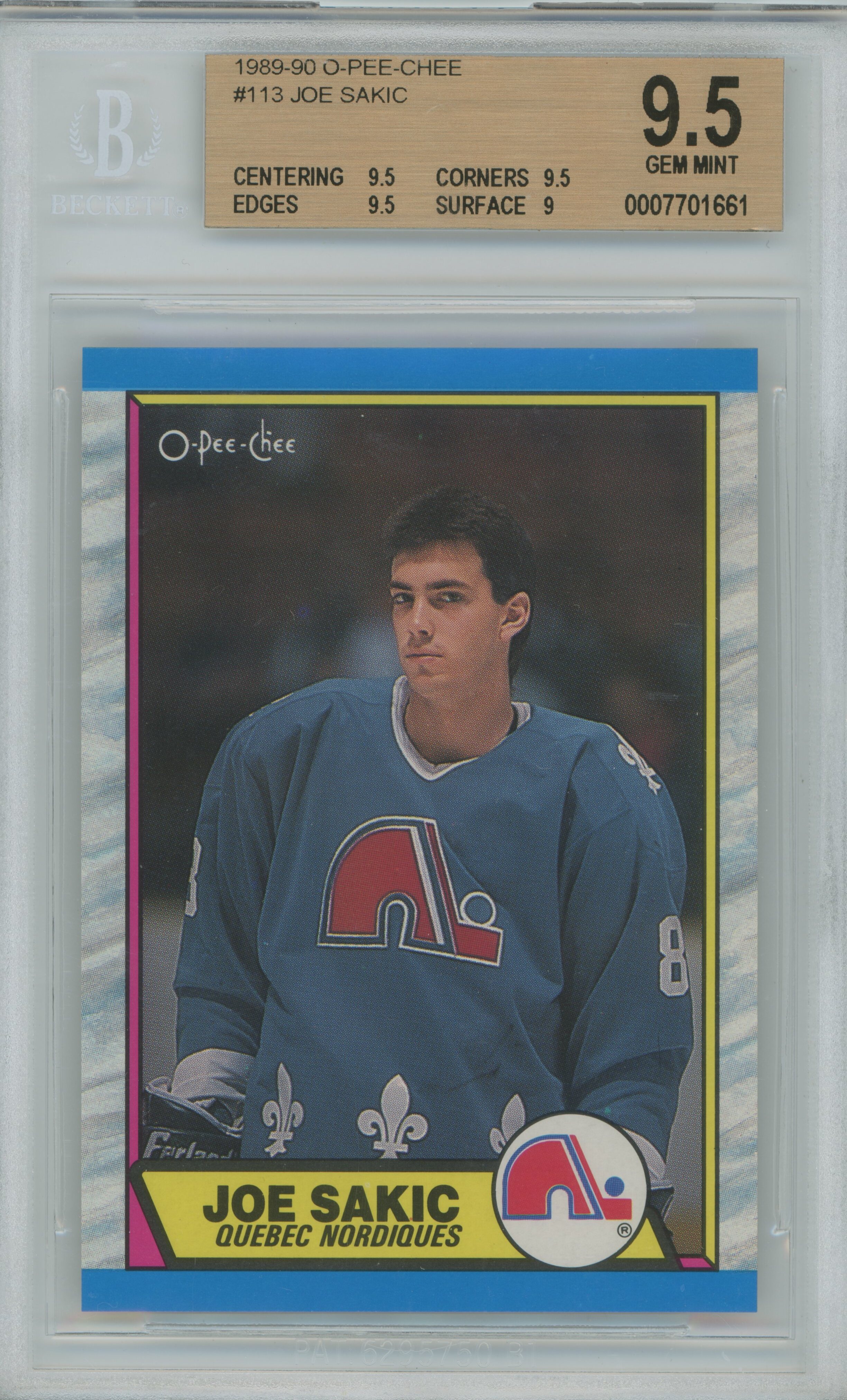 1989-90 O-Pee-Chee Joe Sakic BGS 9.5