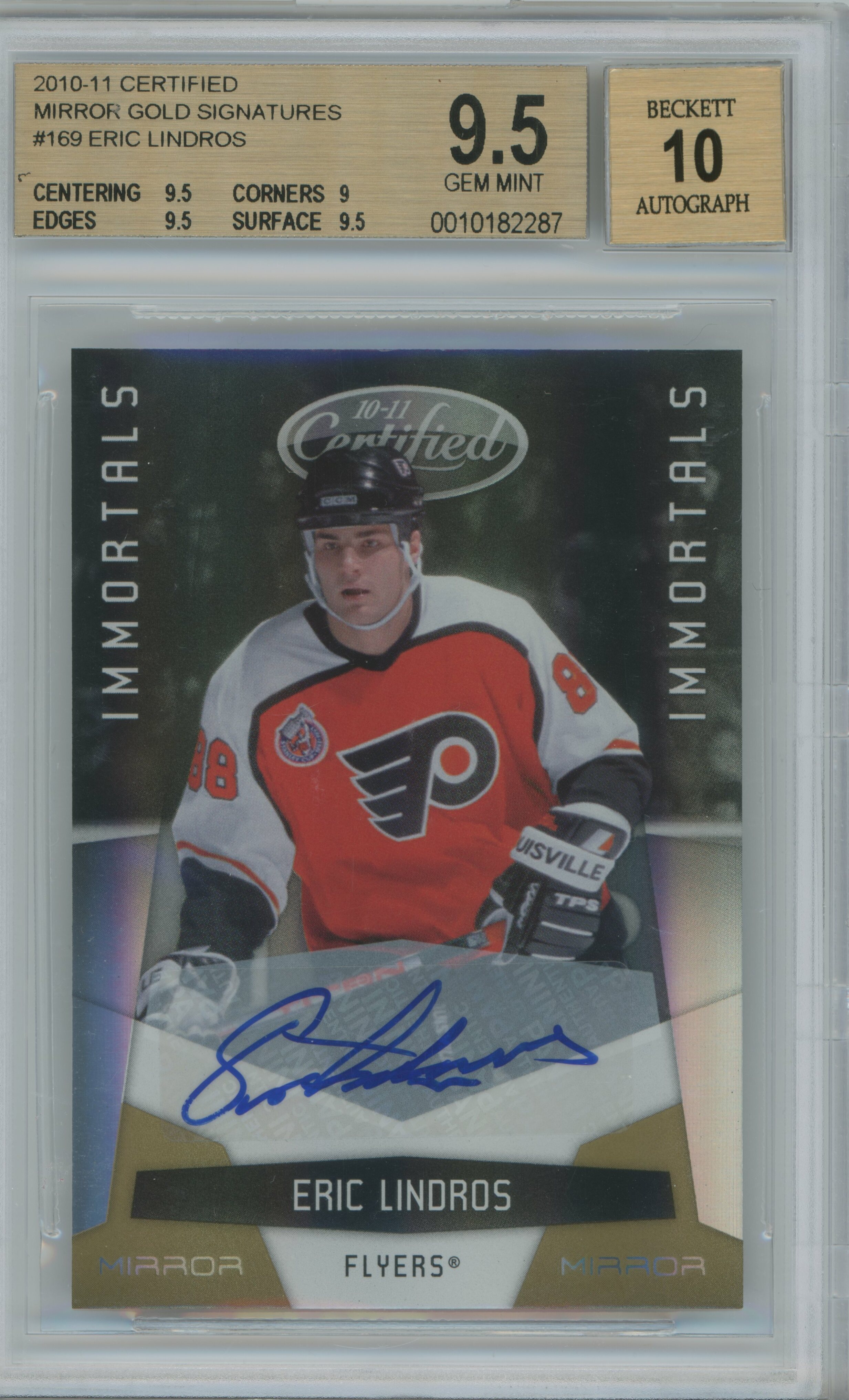 2010-11 Certified Mirror Gold Signatures Auto Eric Lindros BGS 9.5