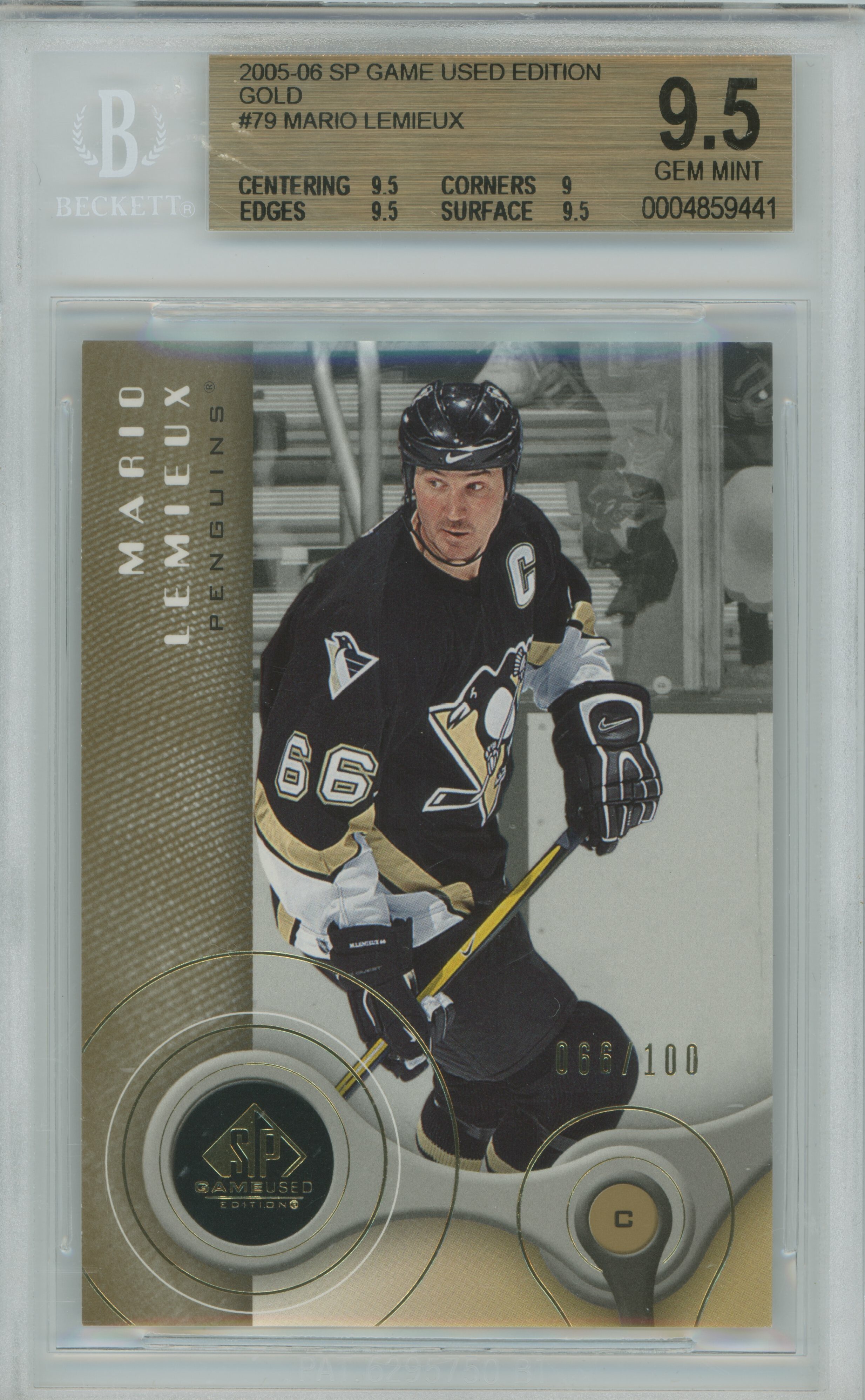 2005-06 SP Game Used Gold Mario Lemieux BGS 9.5