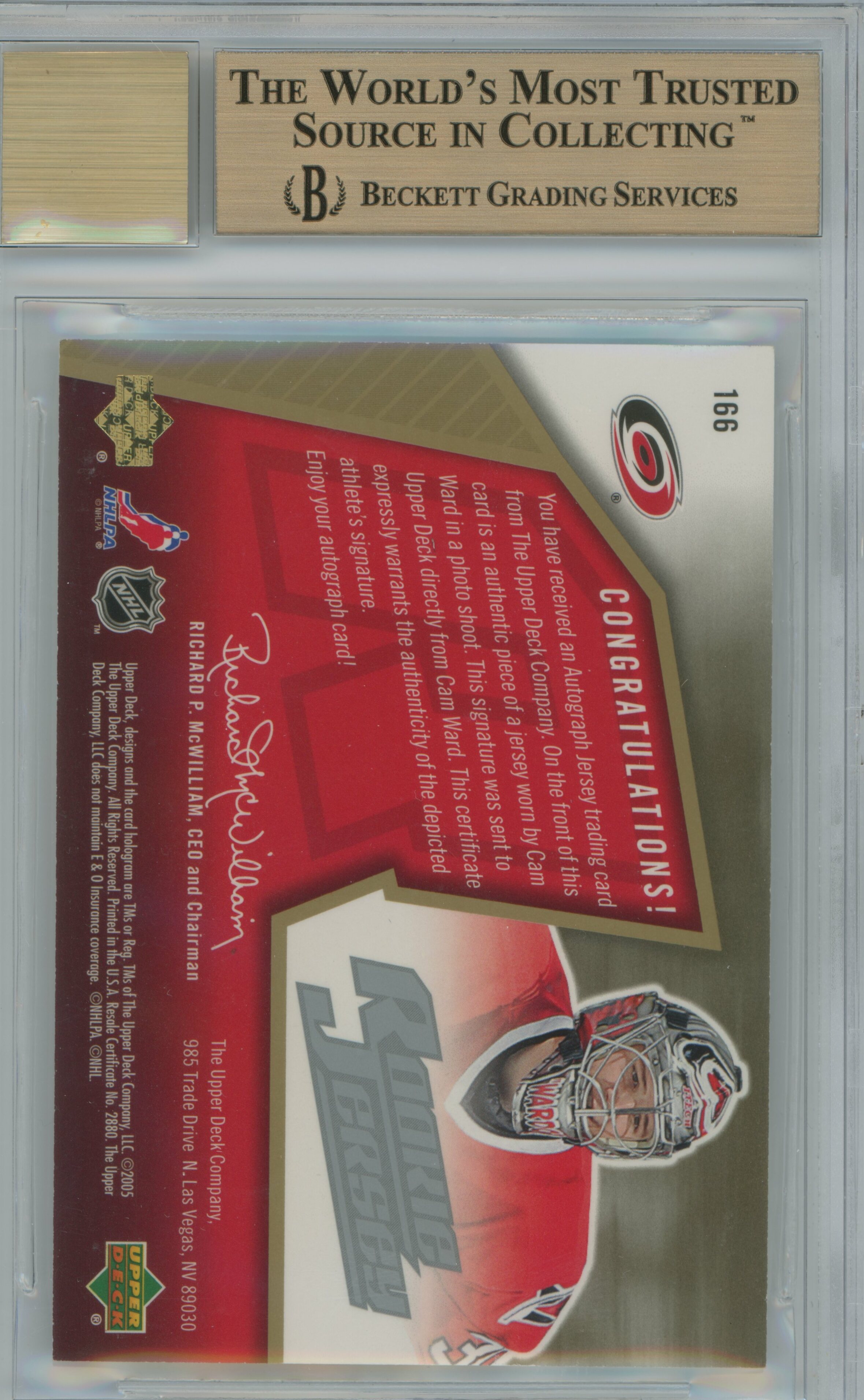 2005-06 SPx Jersey Auto Cam Ward BGS 9.5