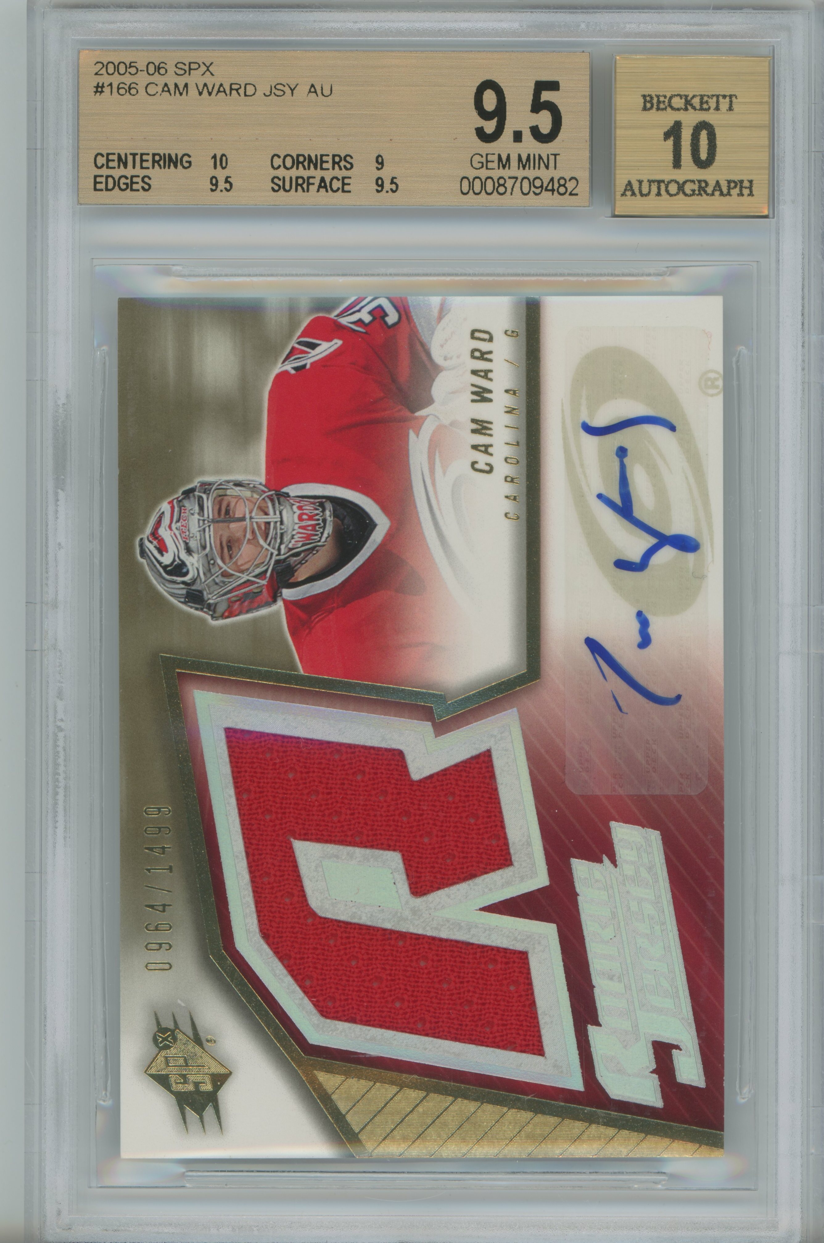 2005-06 SPx Jersey Auto Cam Ward BGS 9.5