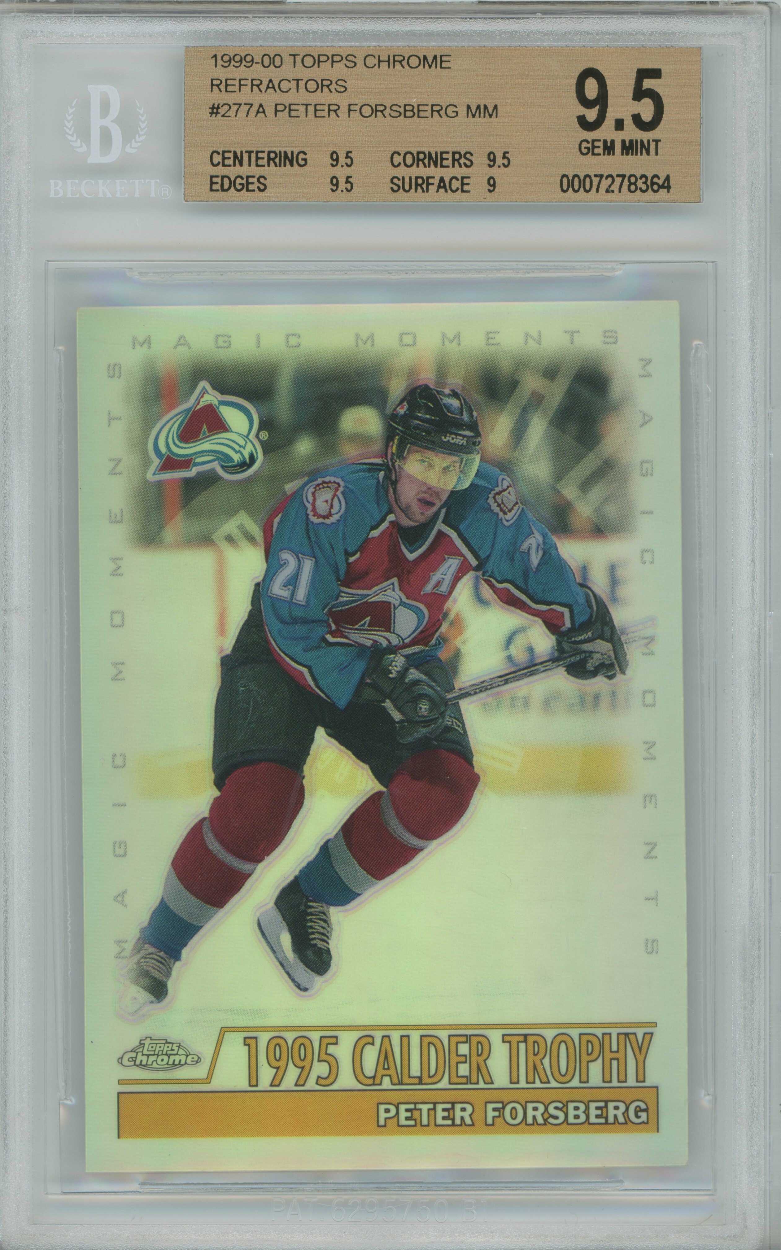 1999-00 Topps Chrome Magic Moments Refractor Peter Forsberg BGS 9.5