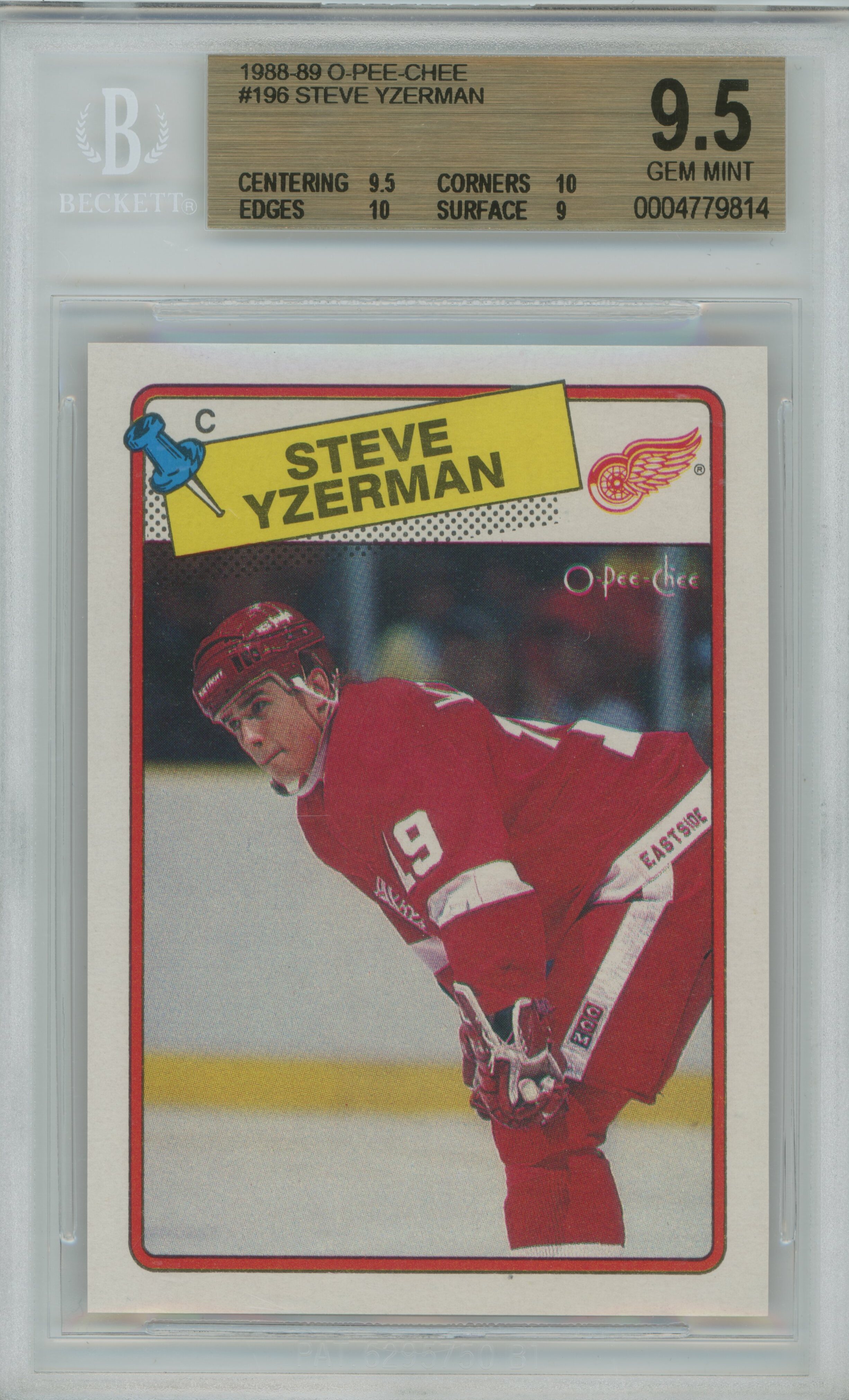 1988-89 O-Pee-Chee Steve Yzerman BGS 9.5