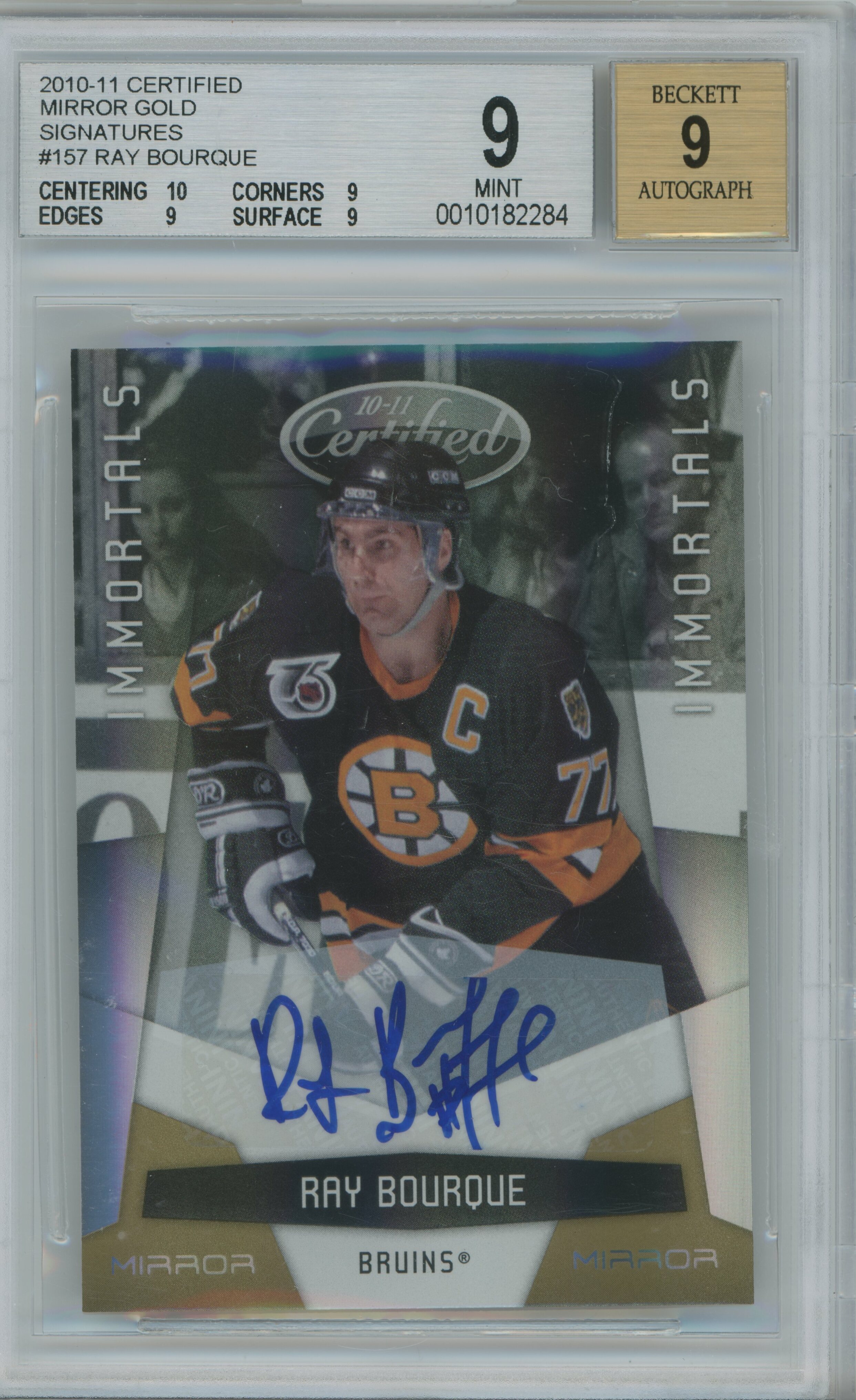 2010-11 Certified Mirror Gold Signatures Auto Ray Bourque BGS 9