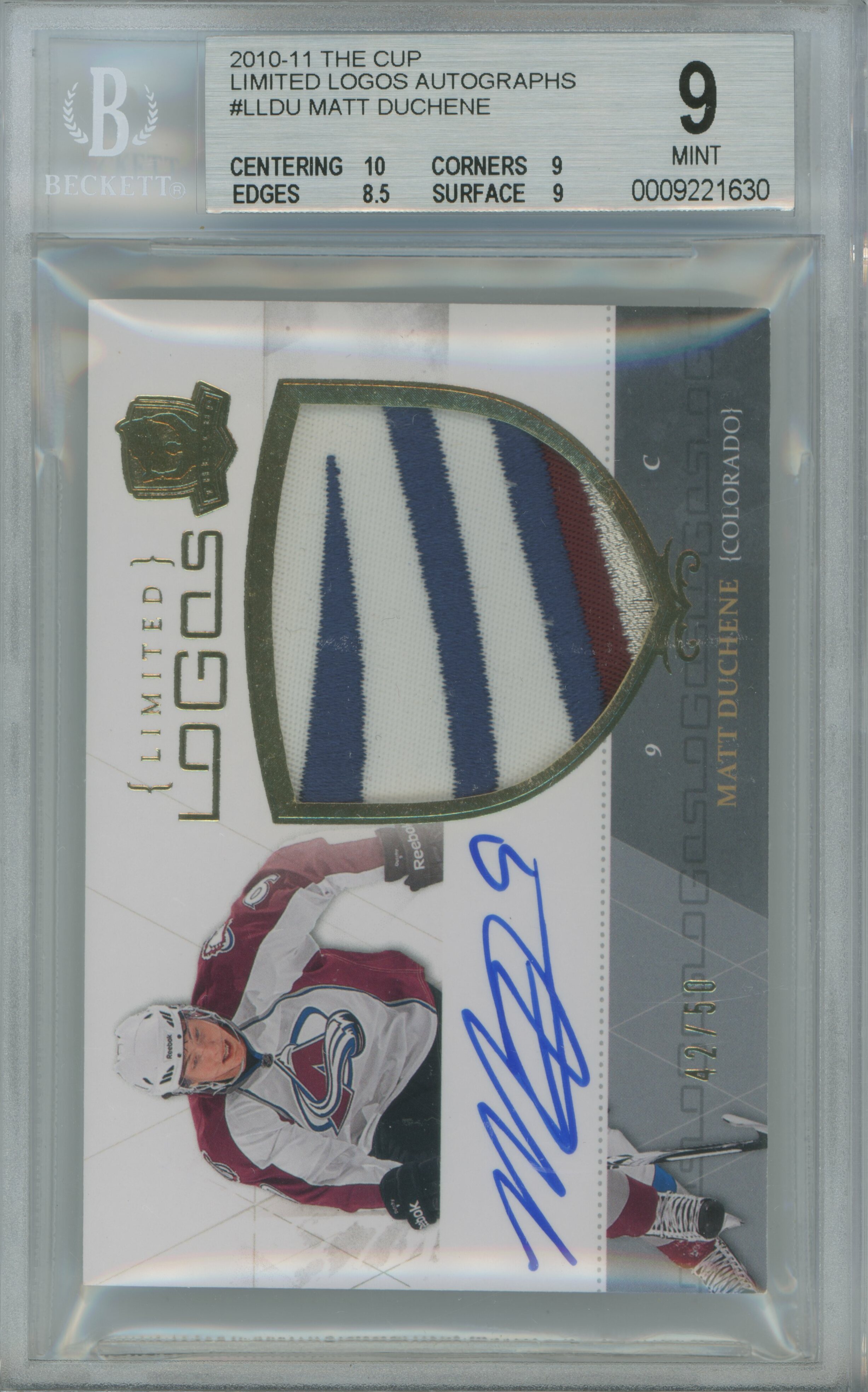 2010-11 The Cup Limited Logos RPA Matt Duchene BGS 9