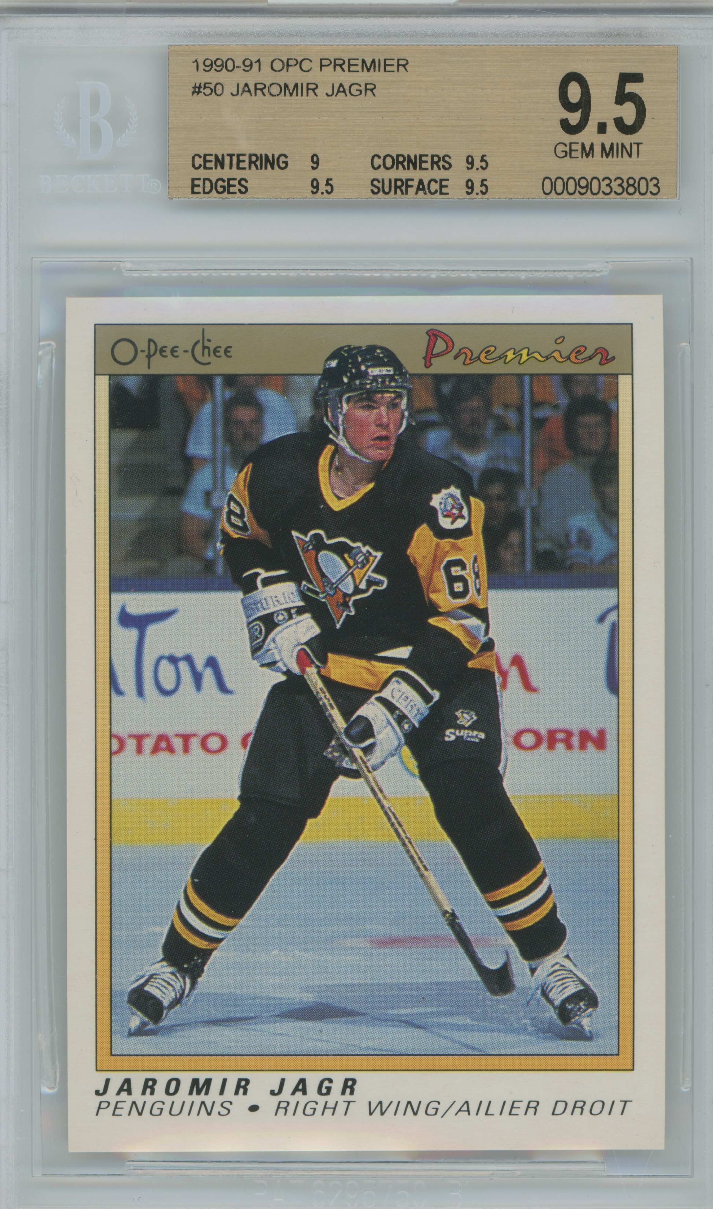 1990-91 O-Pee-Chee Premier Jaromir Jagr BGS 9.5