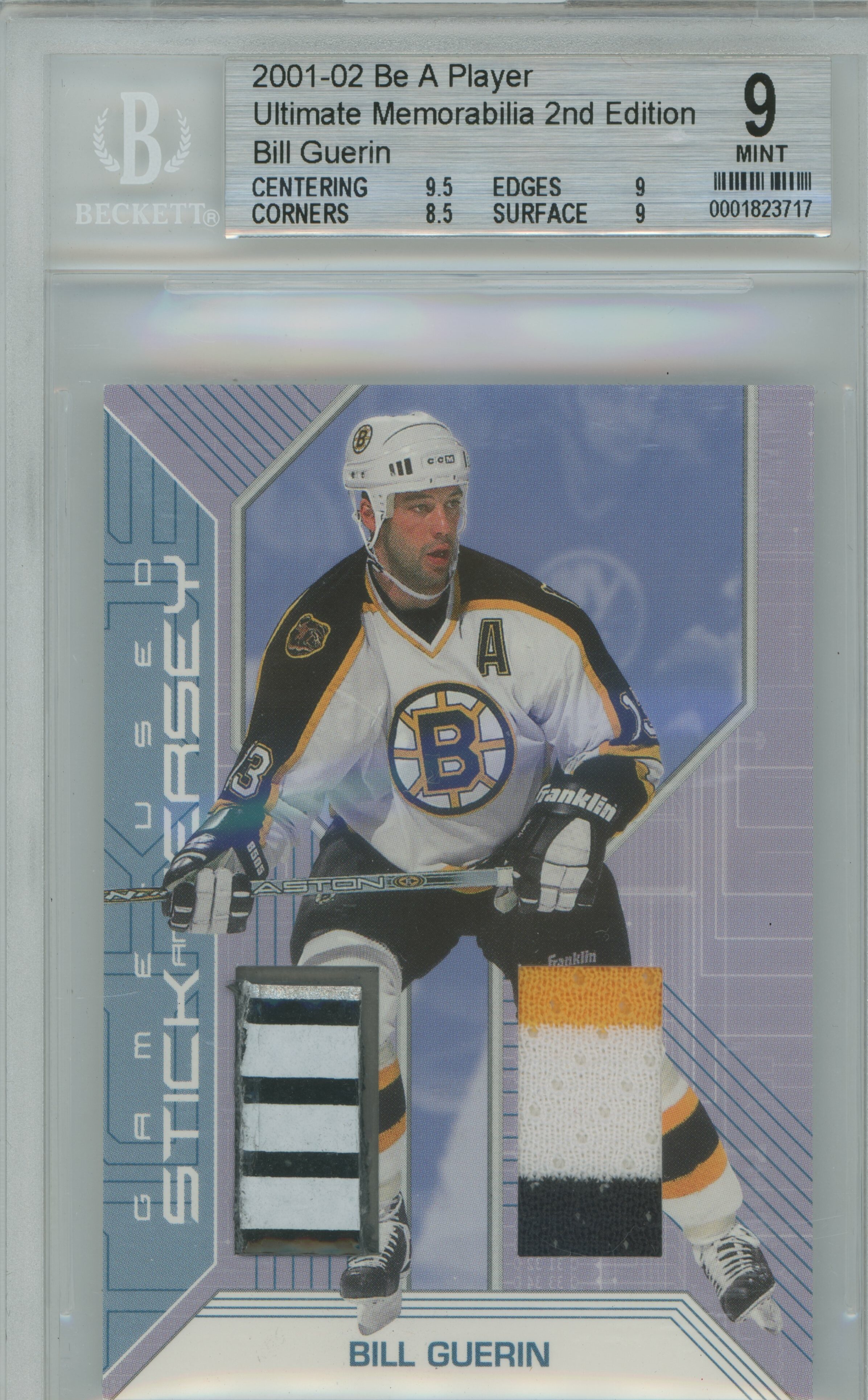 2001-02 BAP Ultimate Memorabilia Jersey Stick Bill Guerin BGS 9