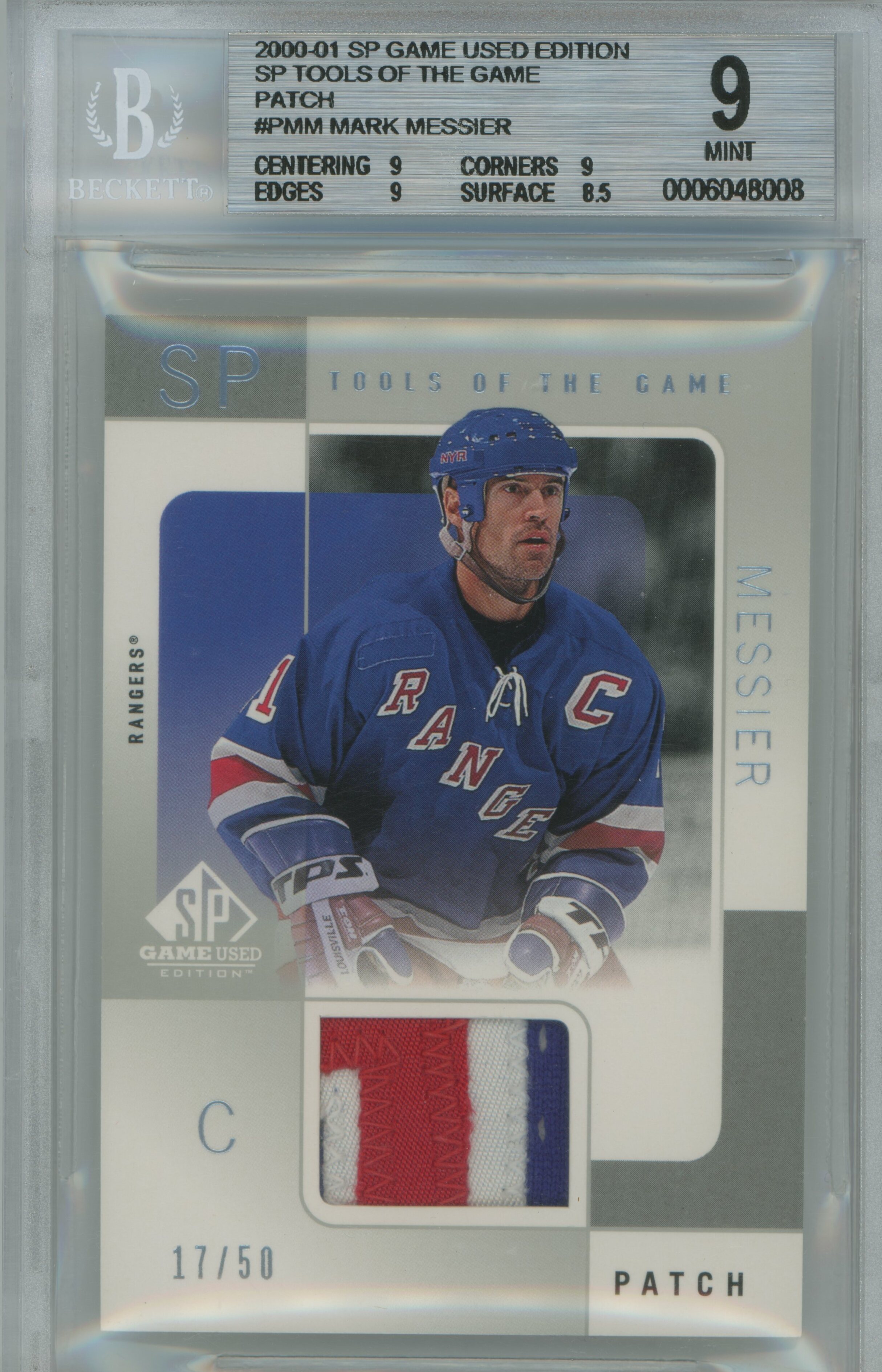 2000-01 SP Game-Used Tools of the Game Patch Mark Messier BGS 9