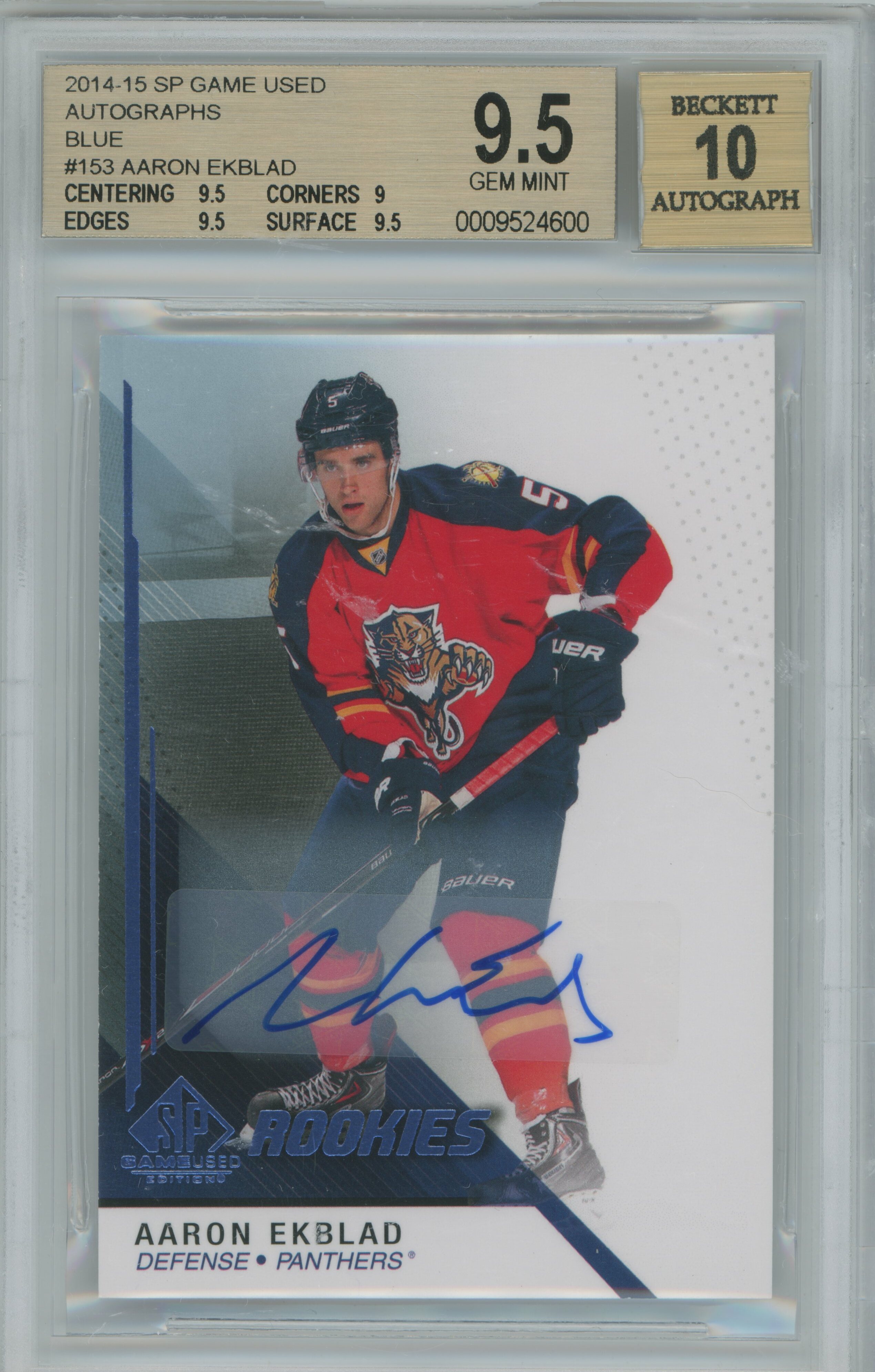 2014-15 SP Game Used Autographs Blue Aaron Ekblad BGS 9.5