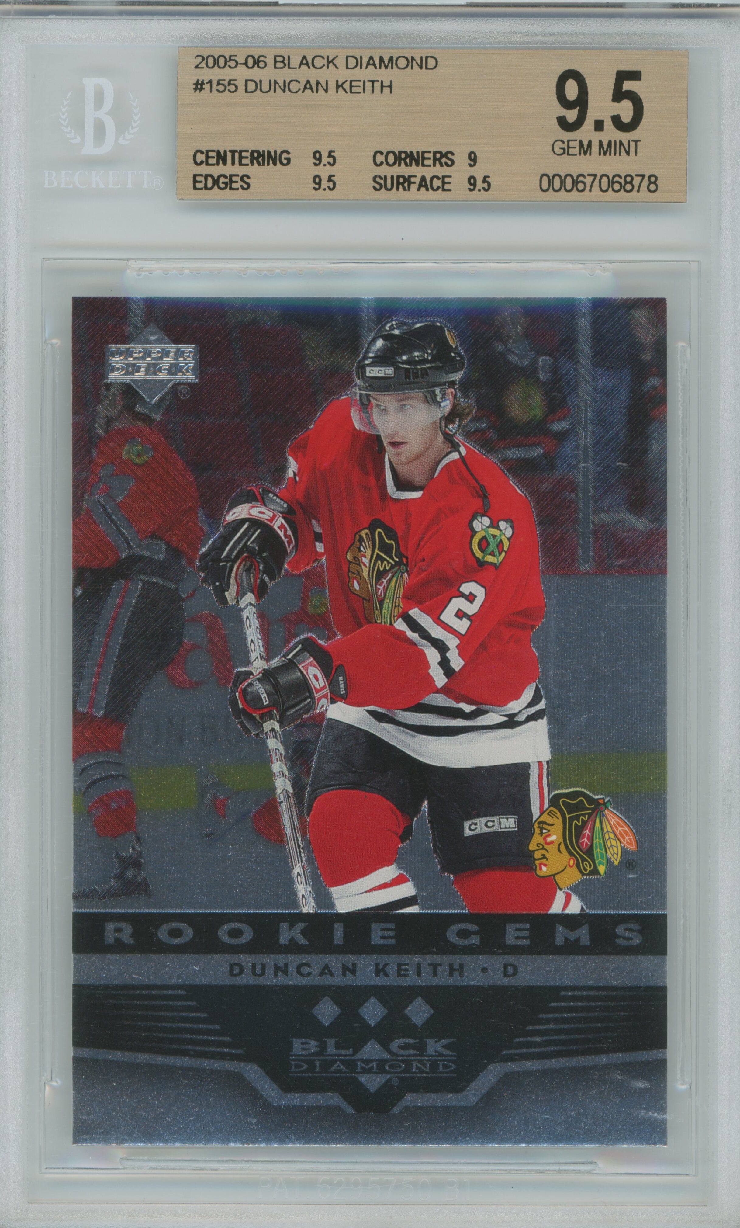 2005-06 Black Diamond RC Duncan Keith BGS 9.5