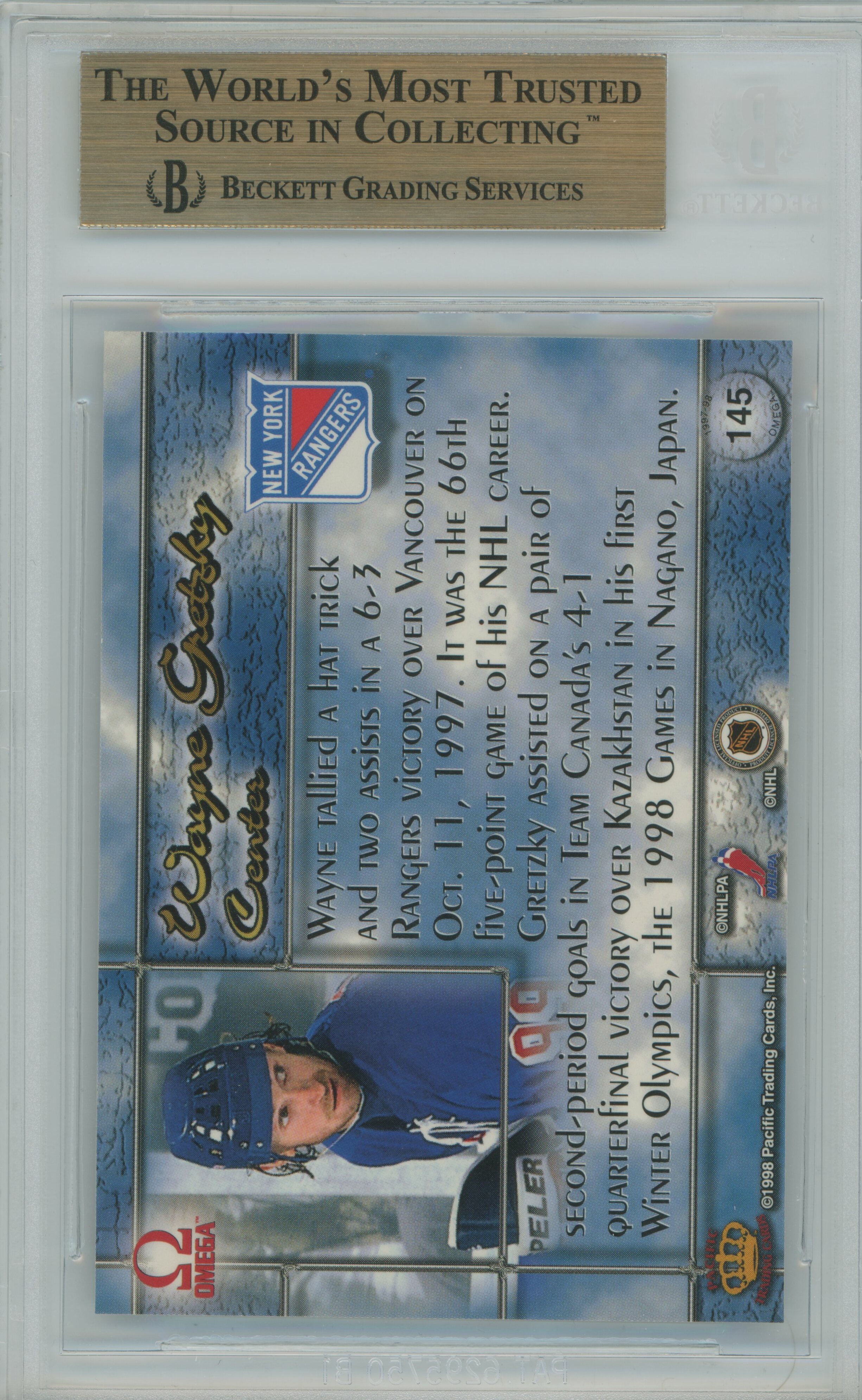 1997-98 Omega Emerald Green Wayne Gretzky BGS 9.5