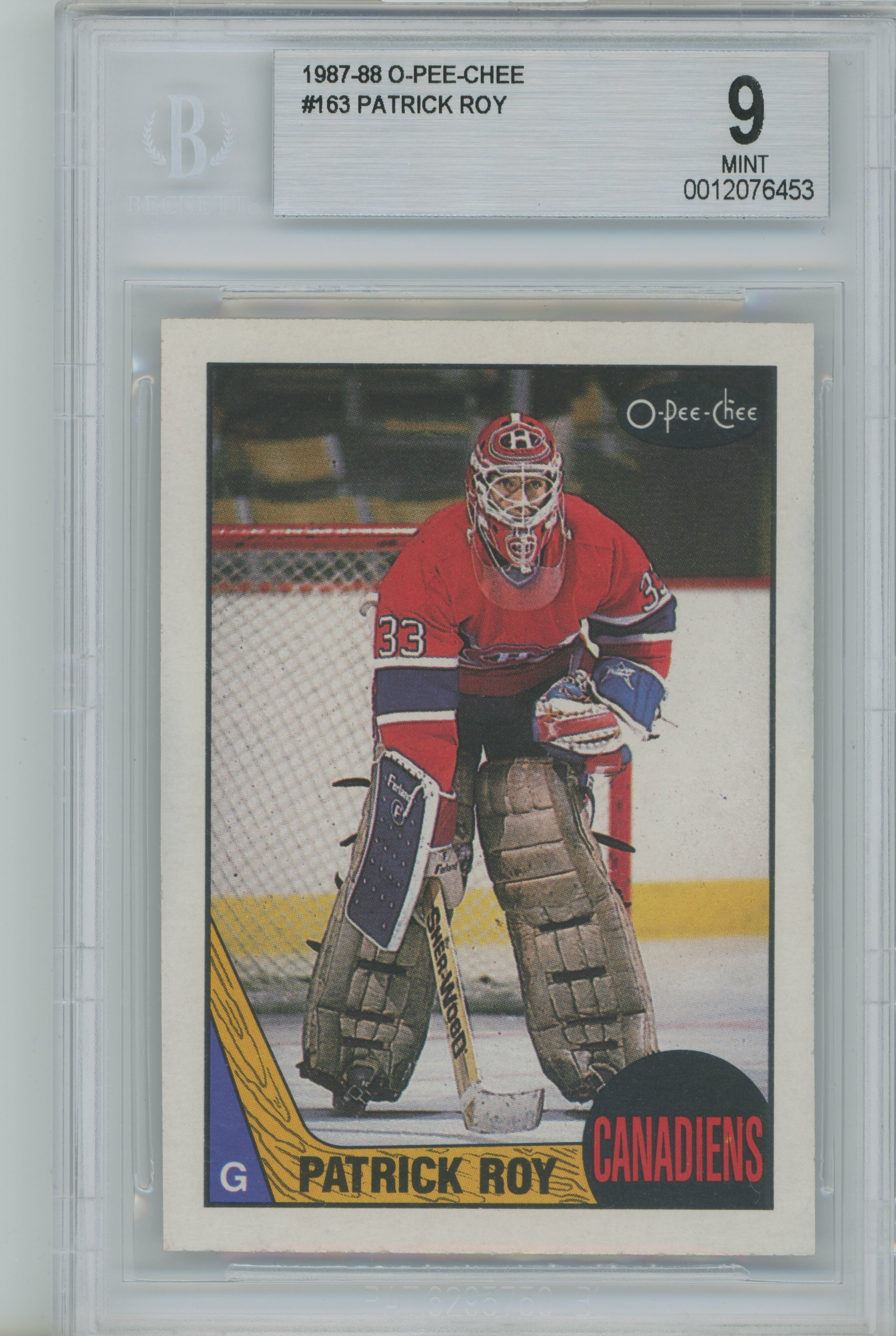 1987-88 O-Pee-Chee Patrick Roy BGS 9