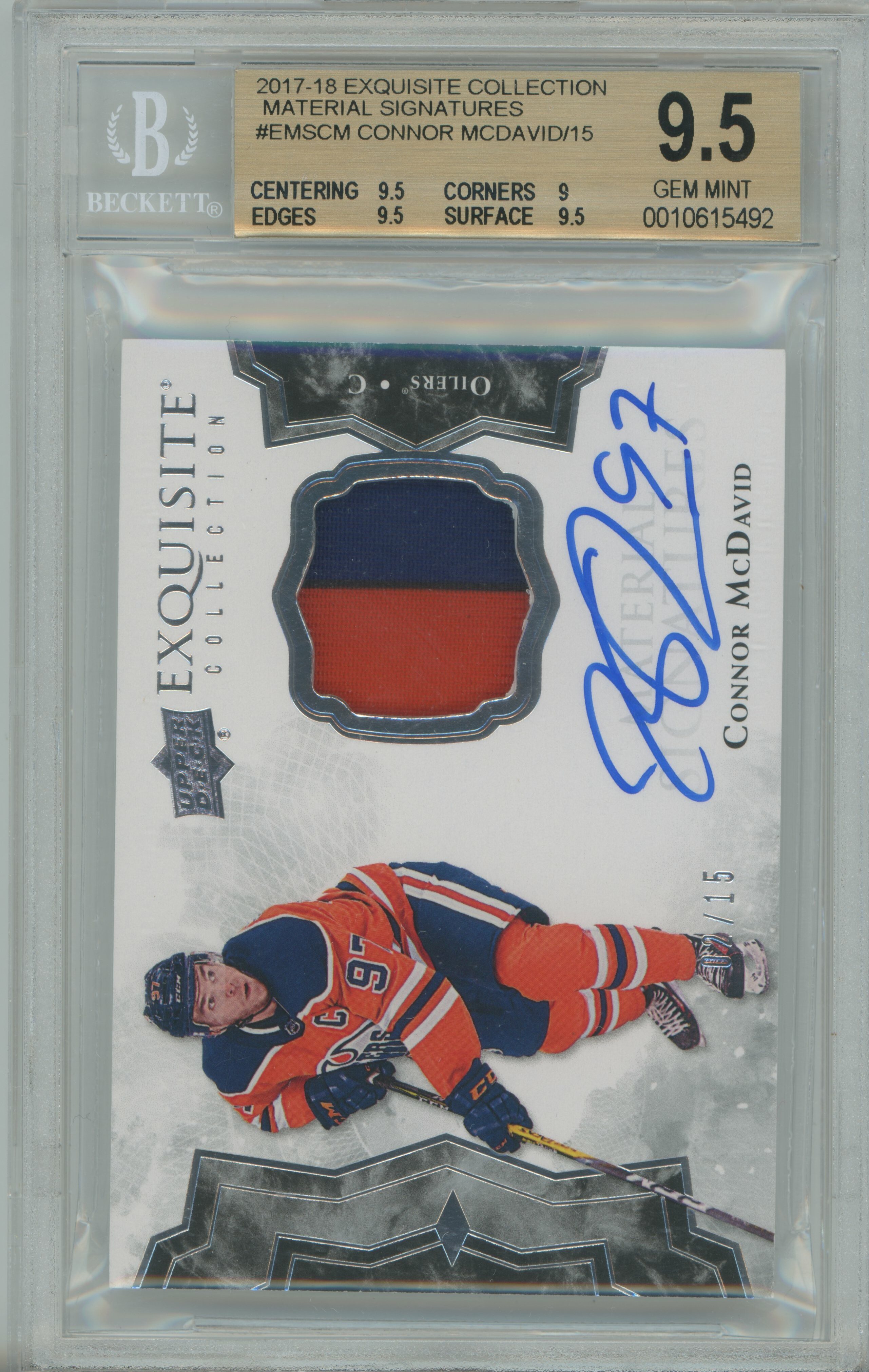 2017-18 Exquisite Collection Material Signatures Connor McDavid BGS 9.5