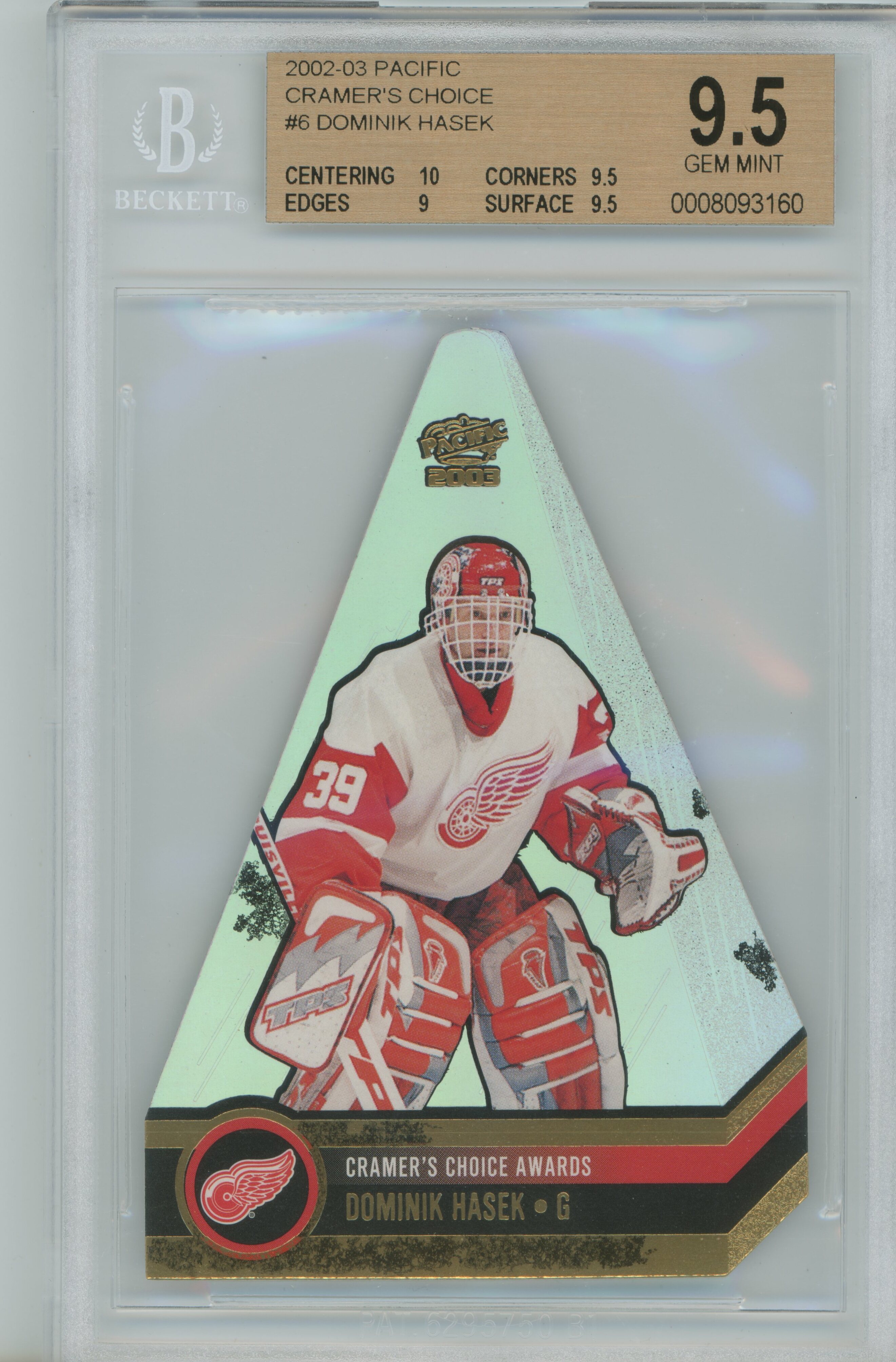 2002-03 Pacific Cramer's Choice Dominik Hasek BGS 9.5