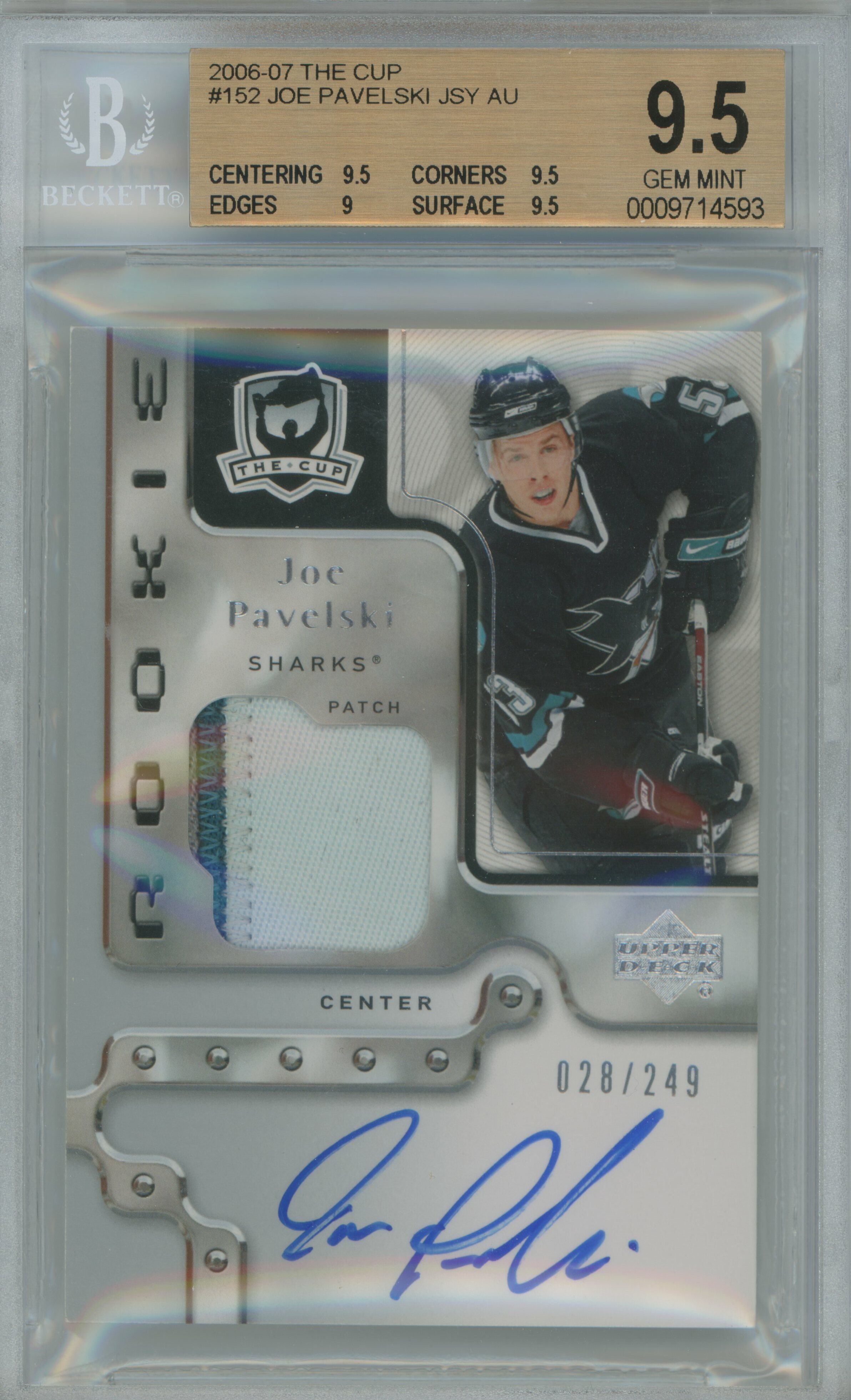 2006-07 The Cup RPA Joe Pavelski BGS 9.5