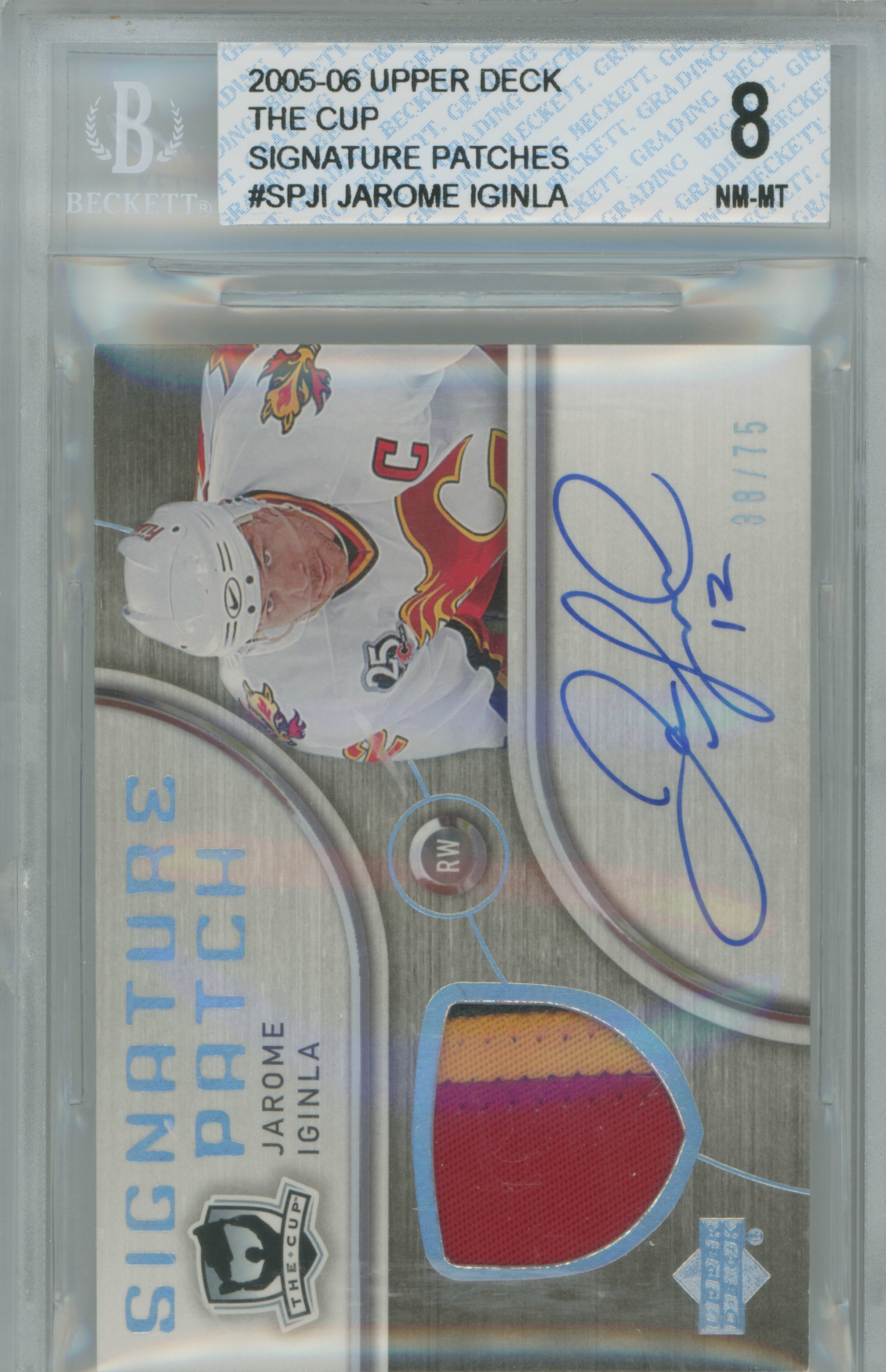 2005-06 The Cup Signature Patch Auto /75 Jarome Iginla BGS 8