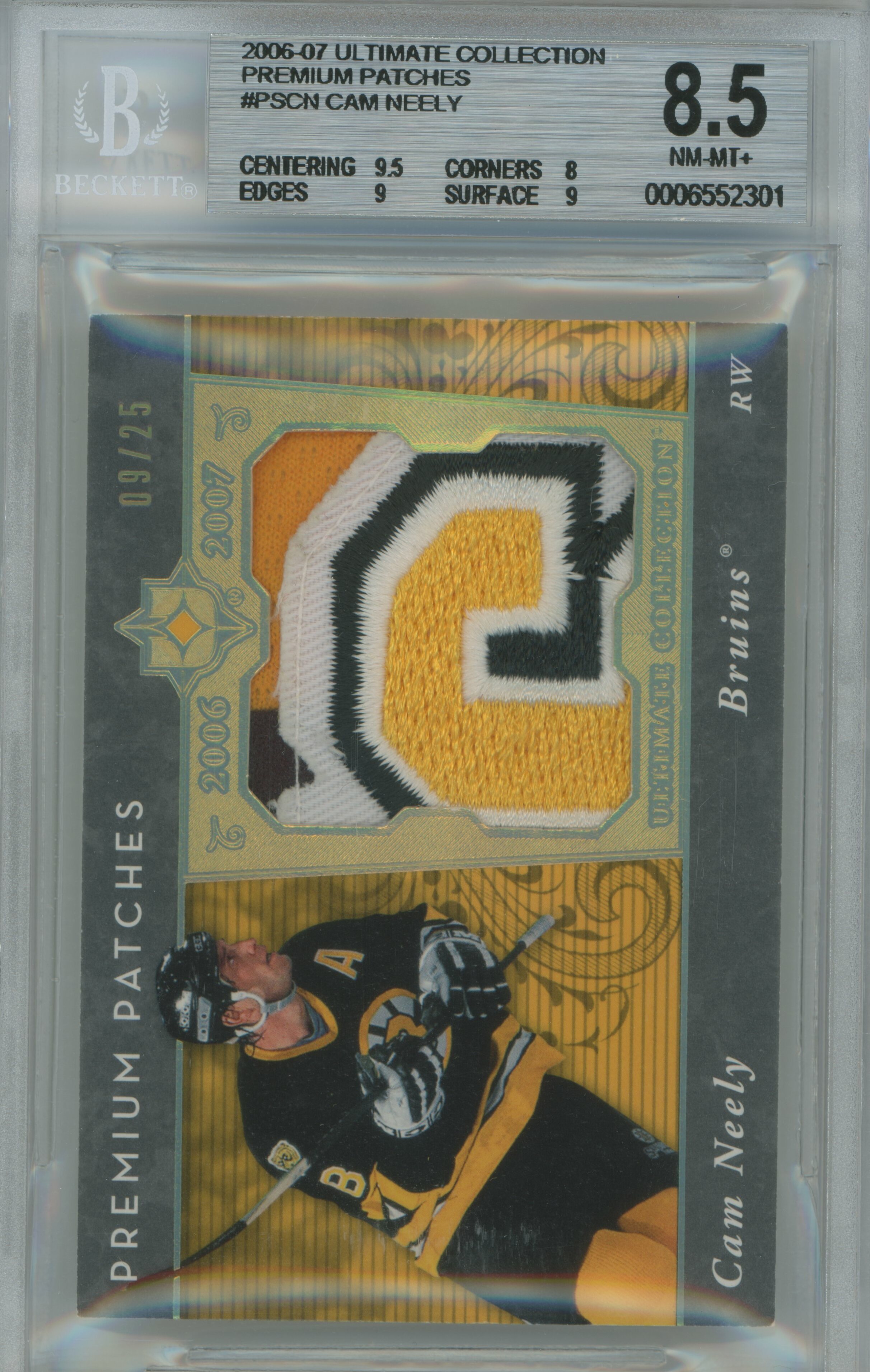 2006-07 Ultimate Collection Premium Patch Cam Neely BGS 8.5