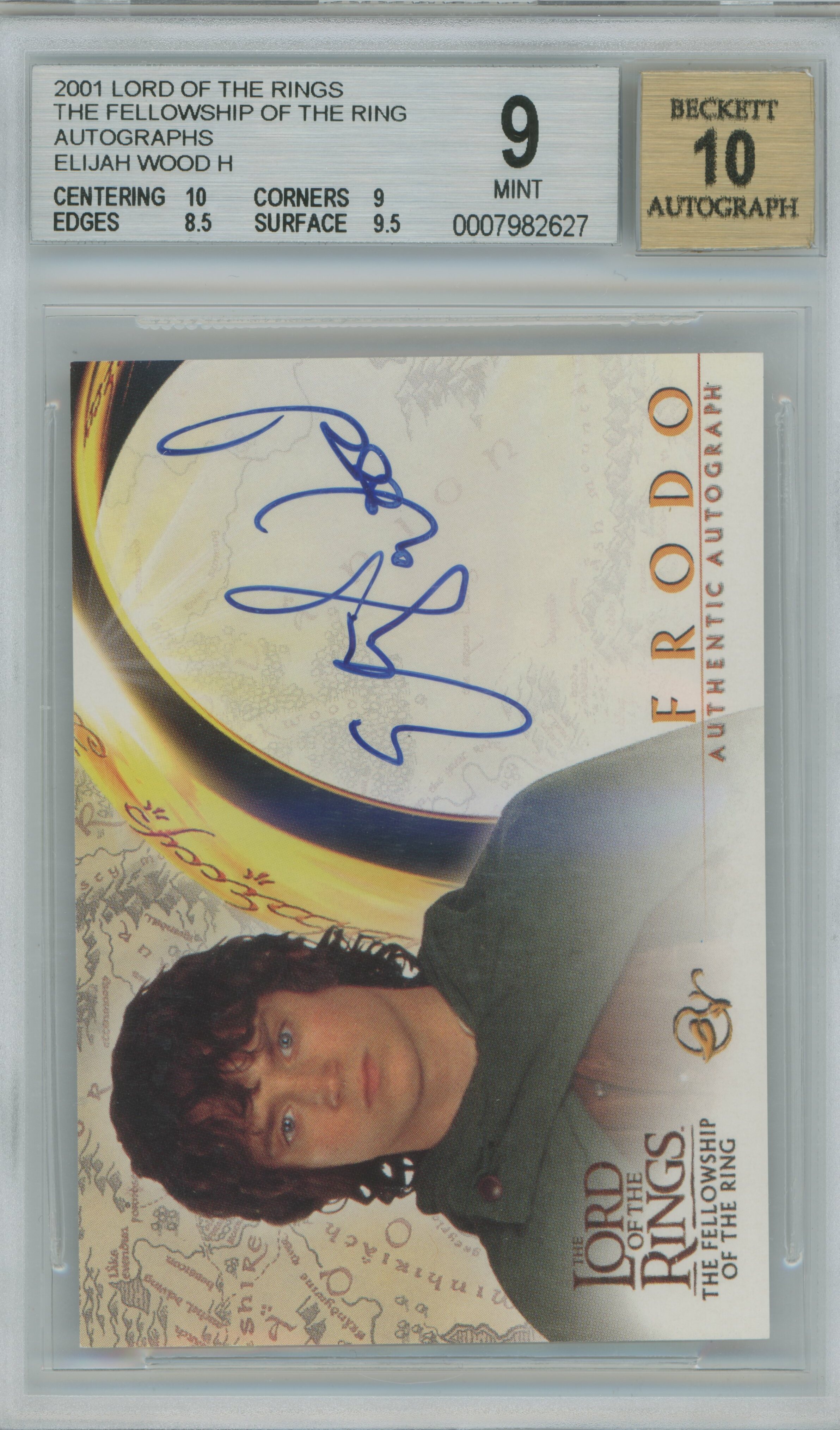 2001 Lord of the Rings Auto Frodo Elijah Wood BGS 9