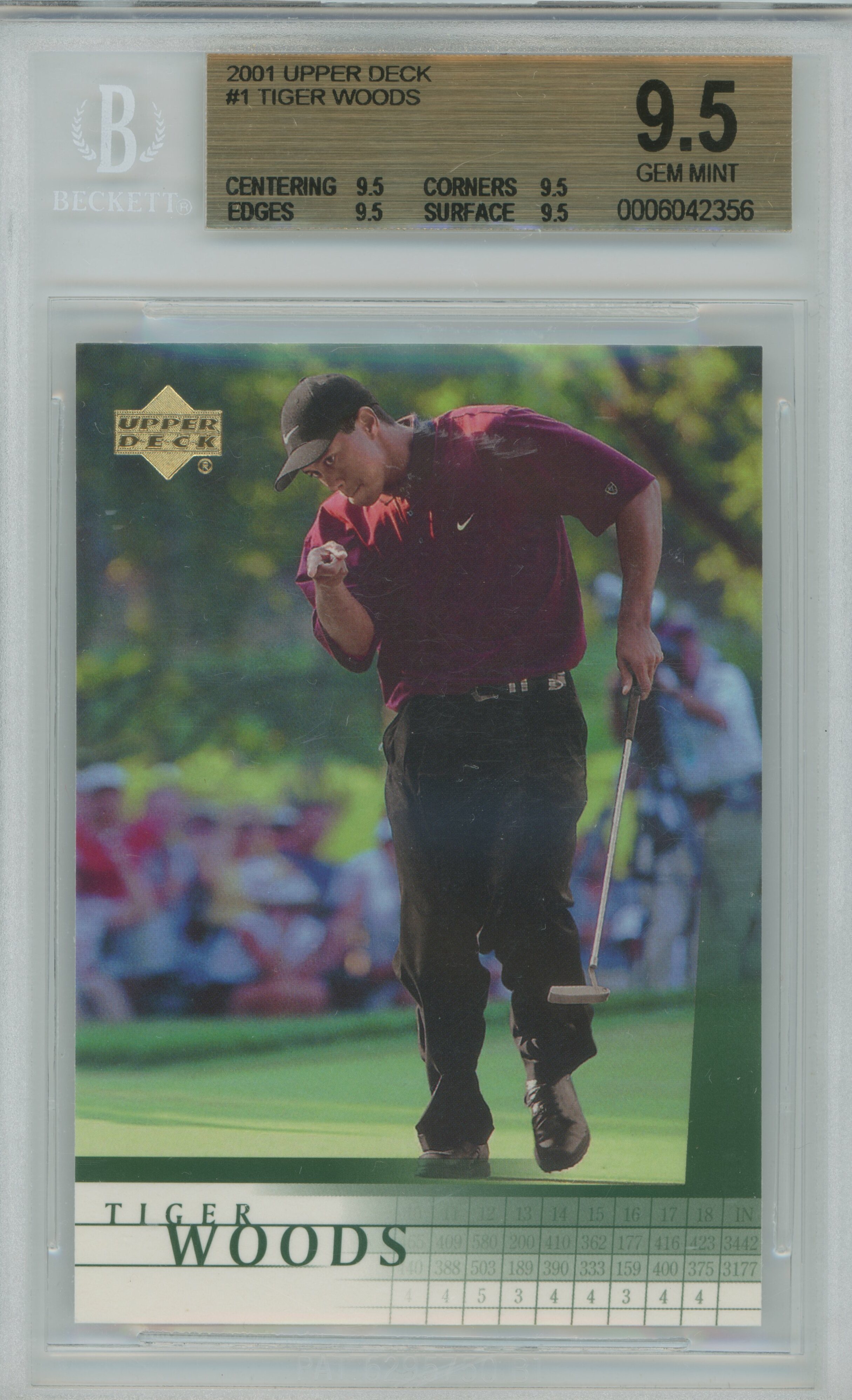 2001 Upper Deck RC Tiger Woods BGS 9.5