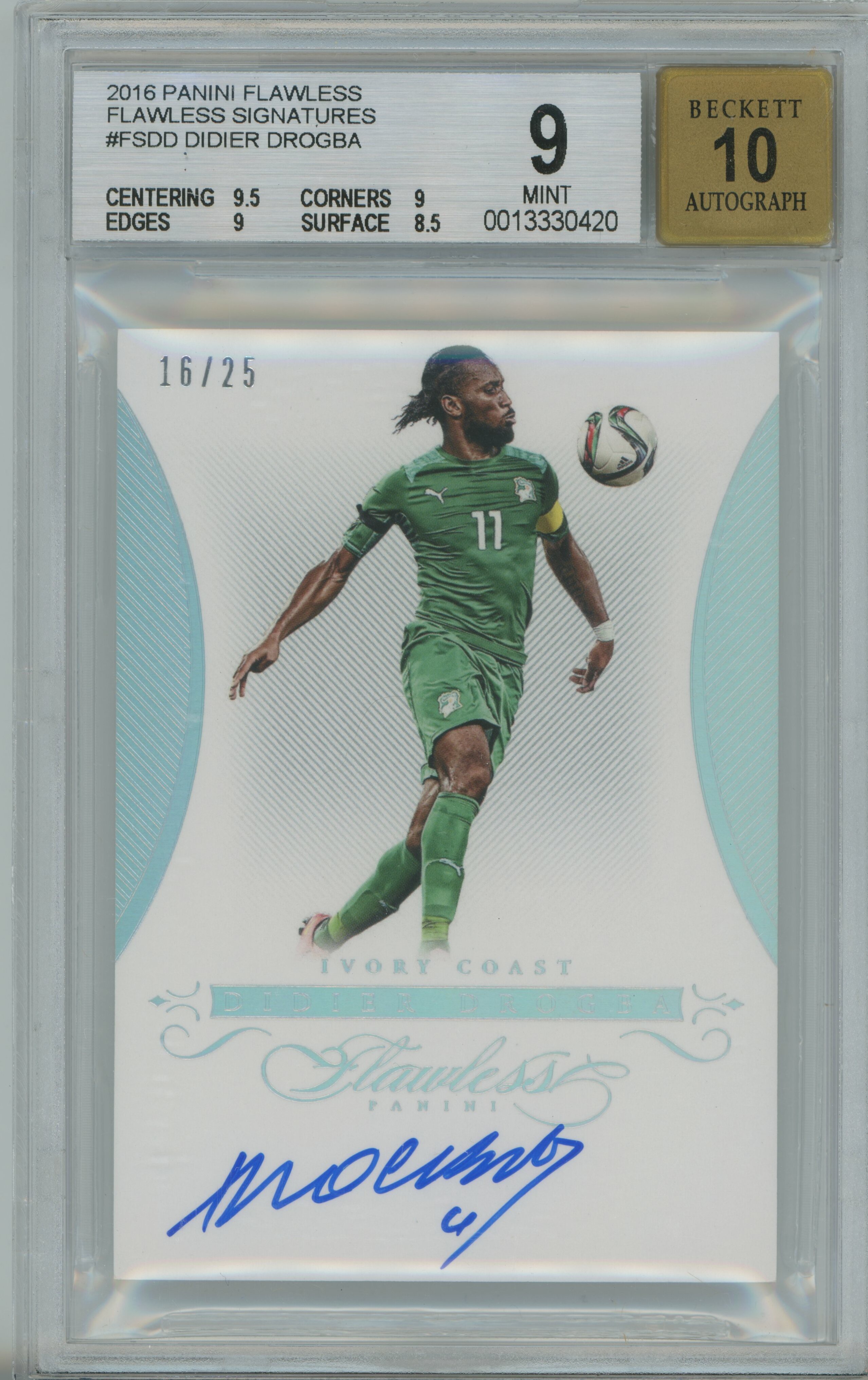 2016 Flawless Signatures Auto /25 Didier Drogba BGS 9