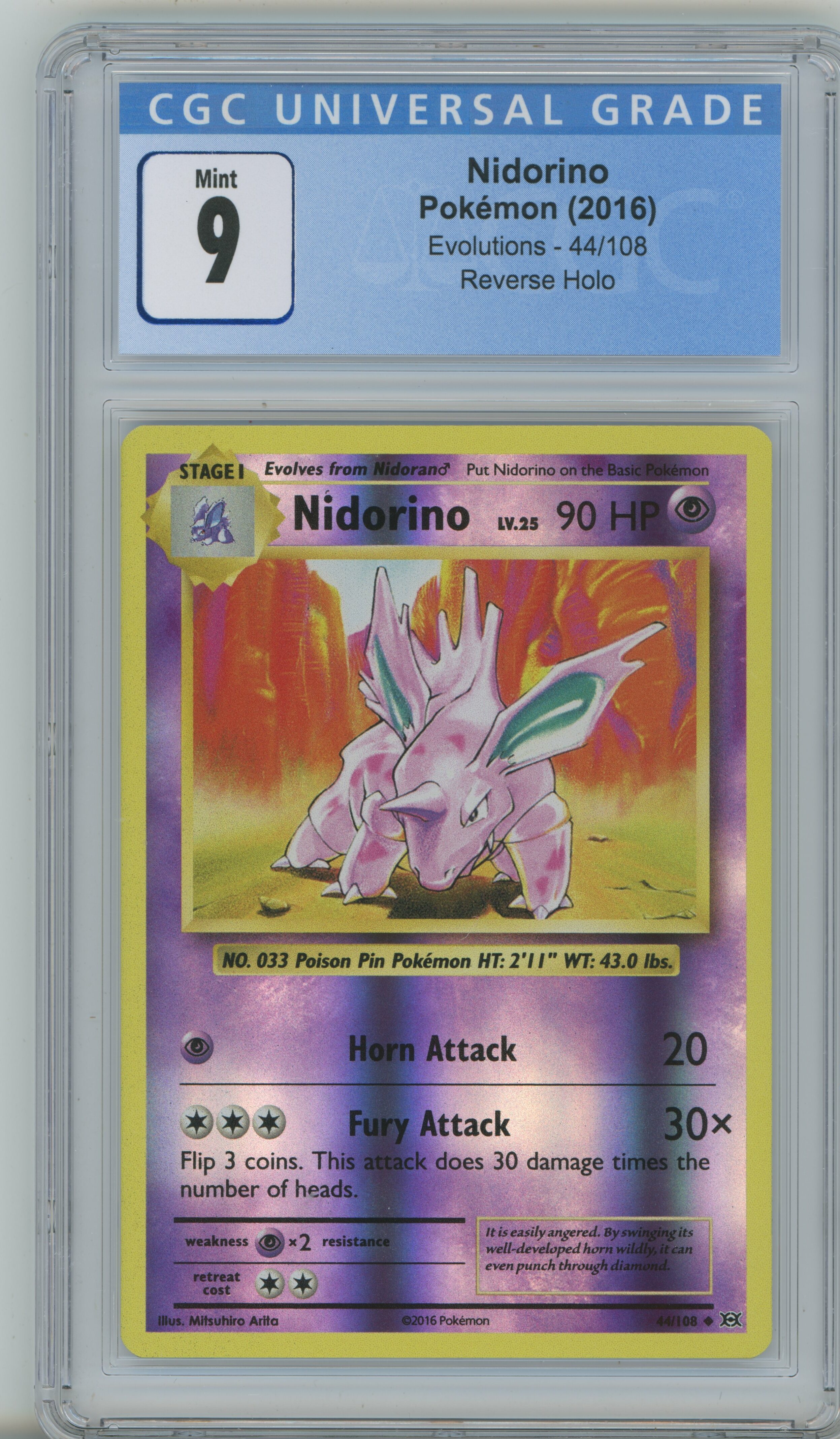 2016 XY Evolutions Reverse Holo Nidorino CGC 9