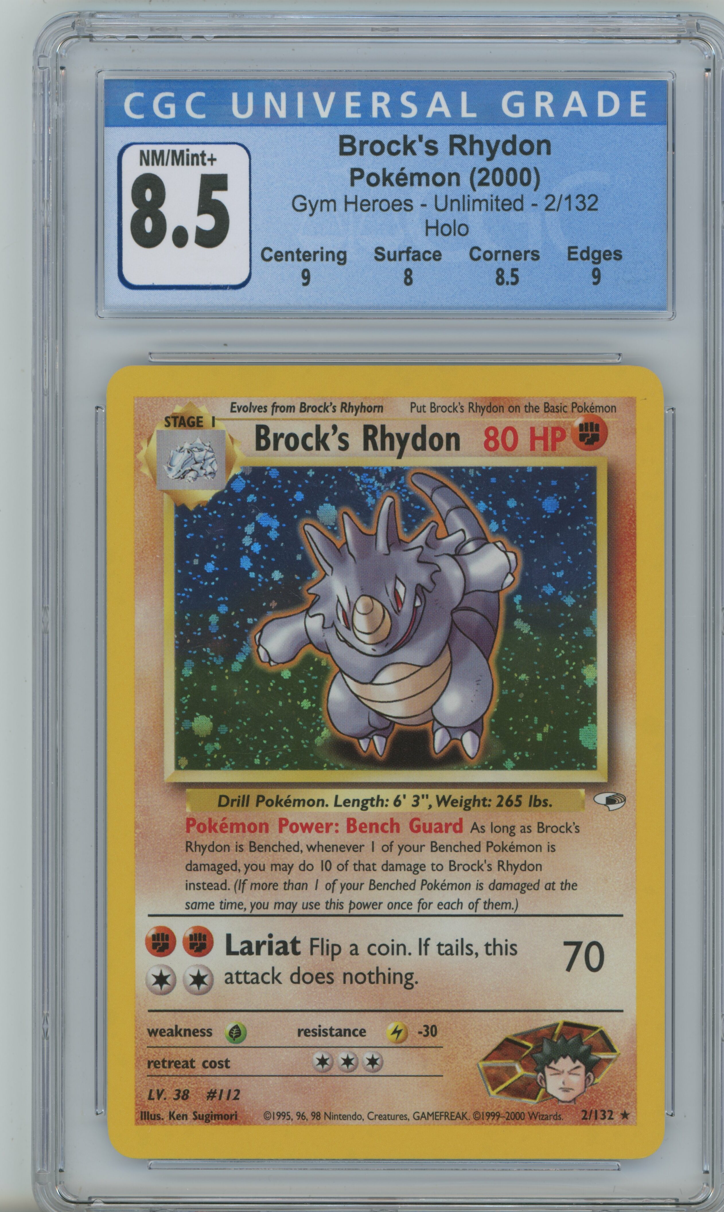 2000 Gym Heroes Brock's Rhydon Holo CGC 8.5