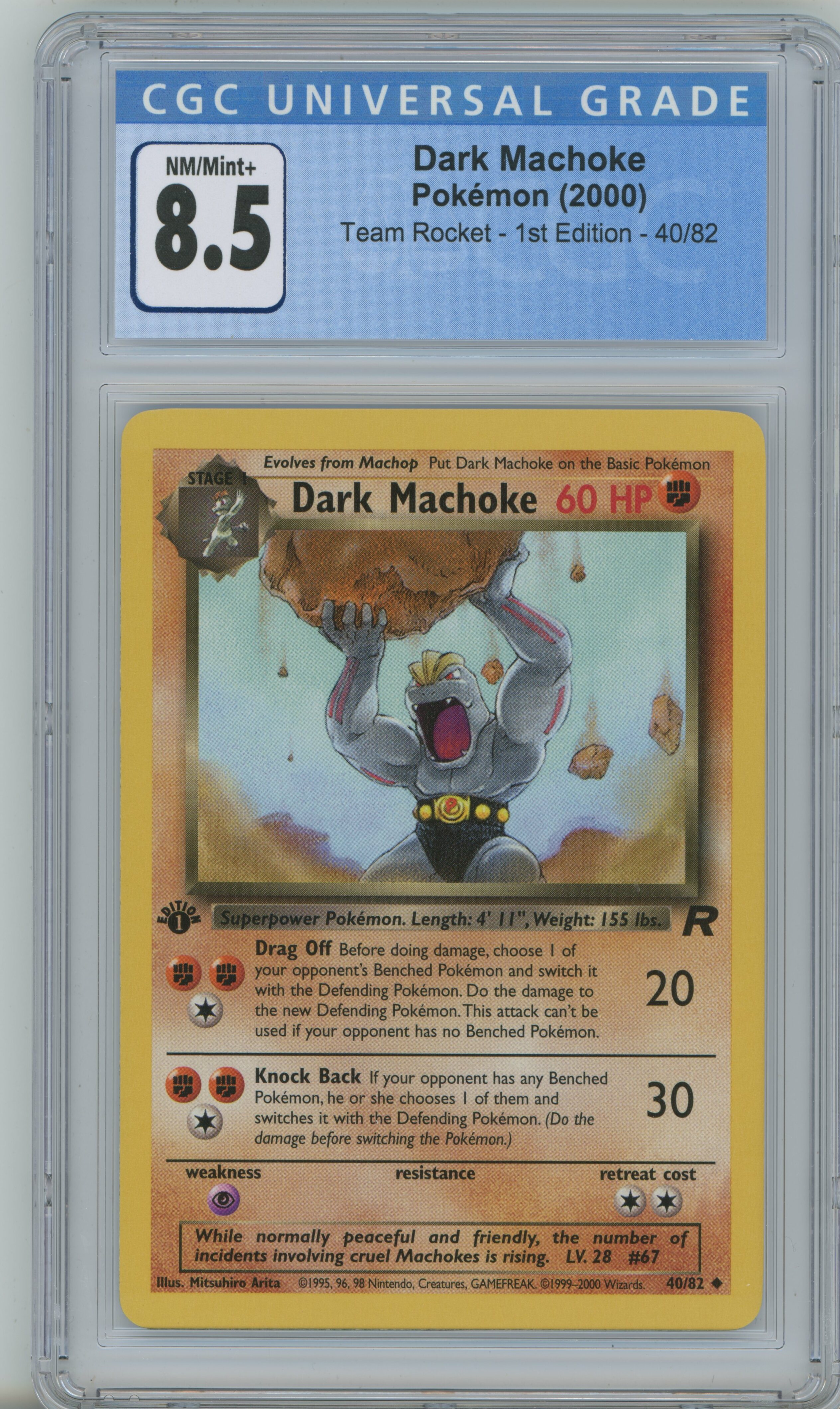 2000 Team Rocket First Edition Dark Machoke CGC 8.5