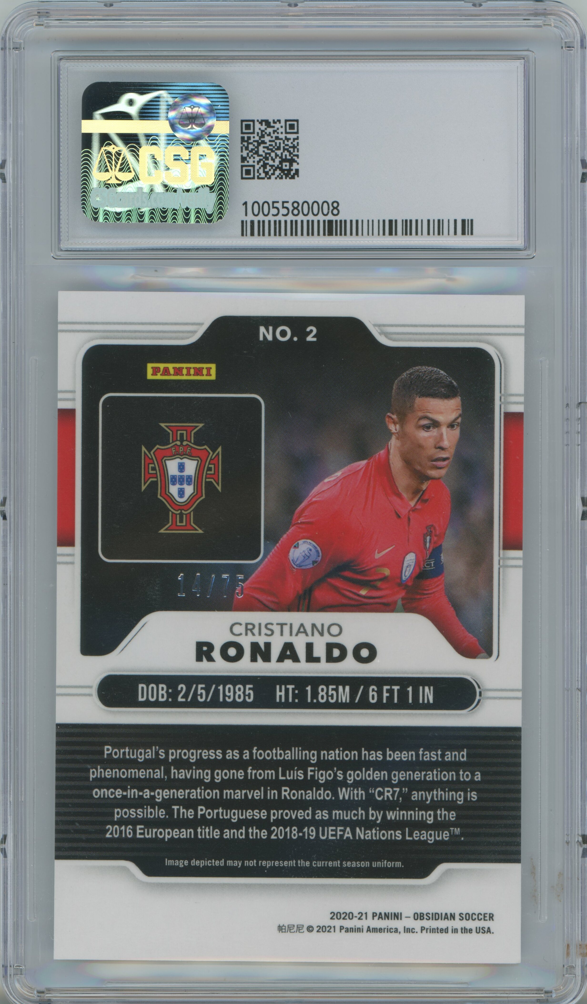 2020-21 Obsidian Electric Etch Purple Cristiano Ronaldo CSG 9