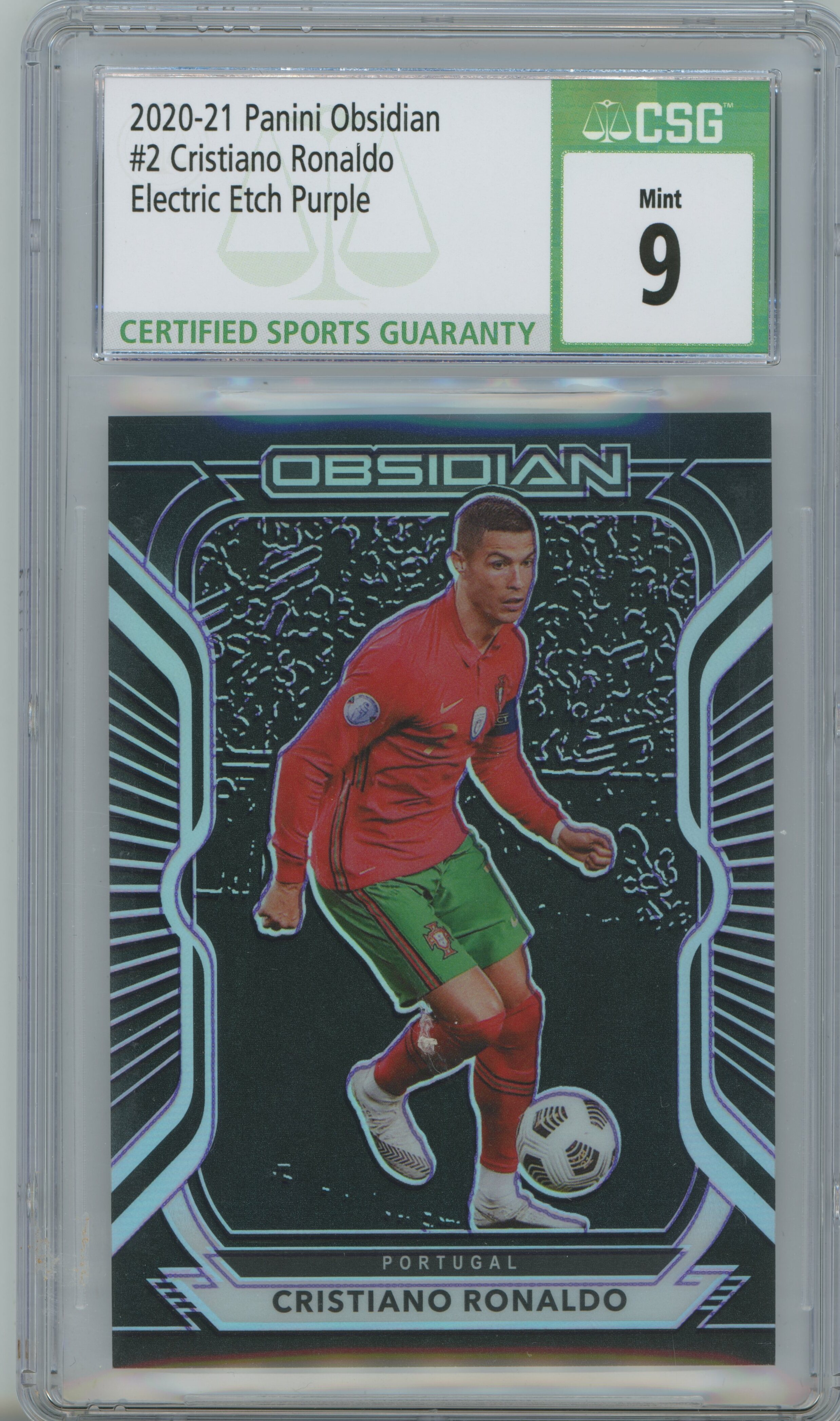 2020-21 Obsidian Electric Etch Purple Cristiano Ronaldo CSG 9
