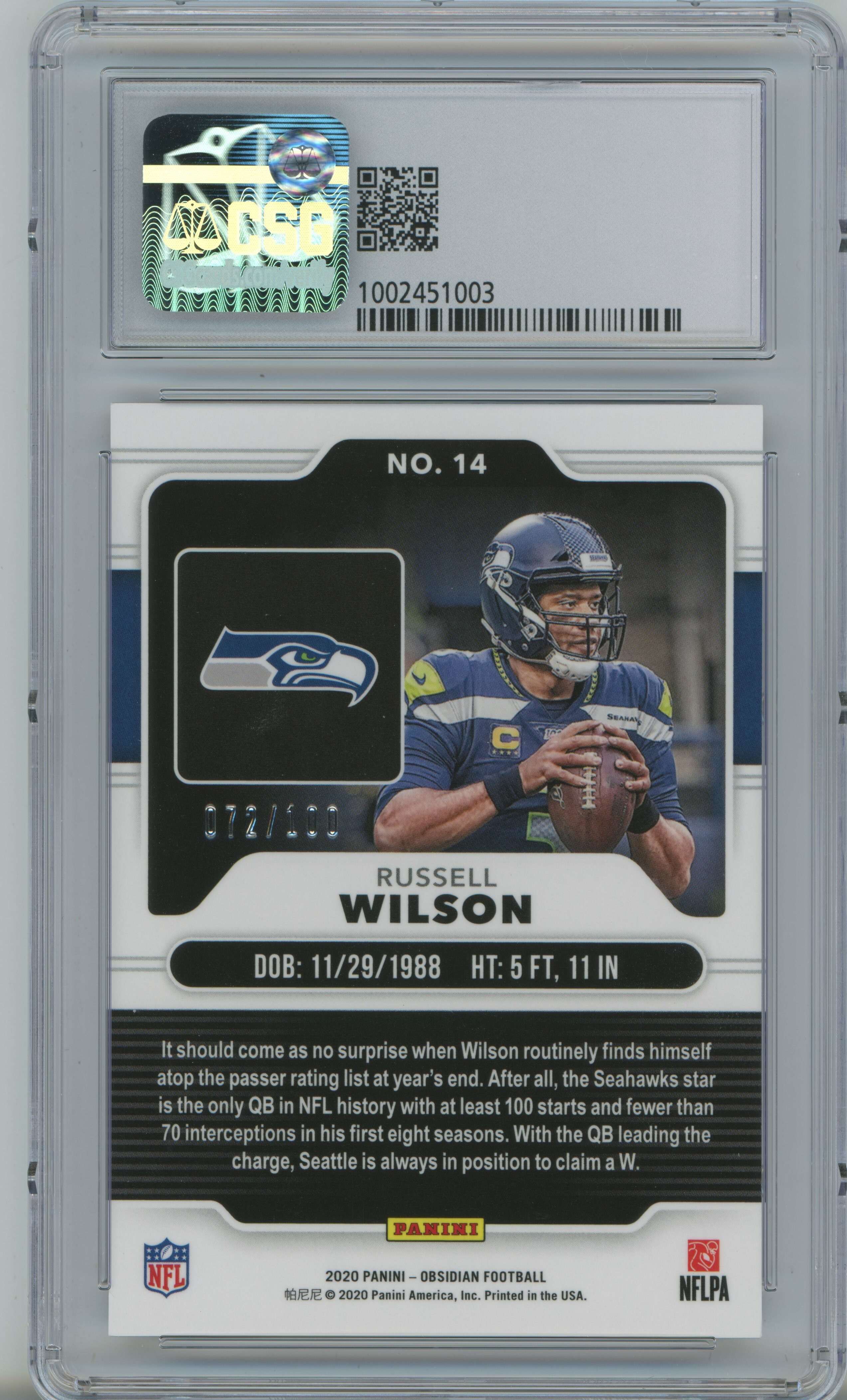 2020 Obsidian Electric Etch Purple Russell Wilson CSG 9