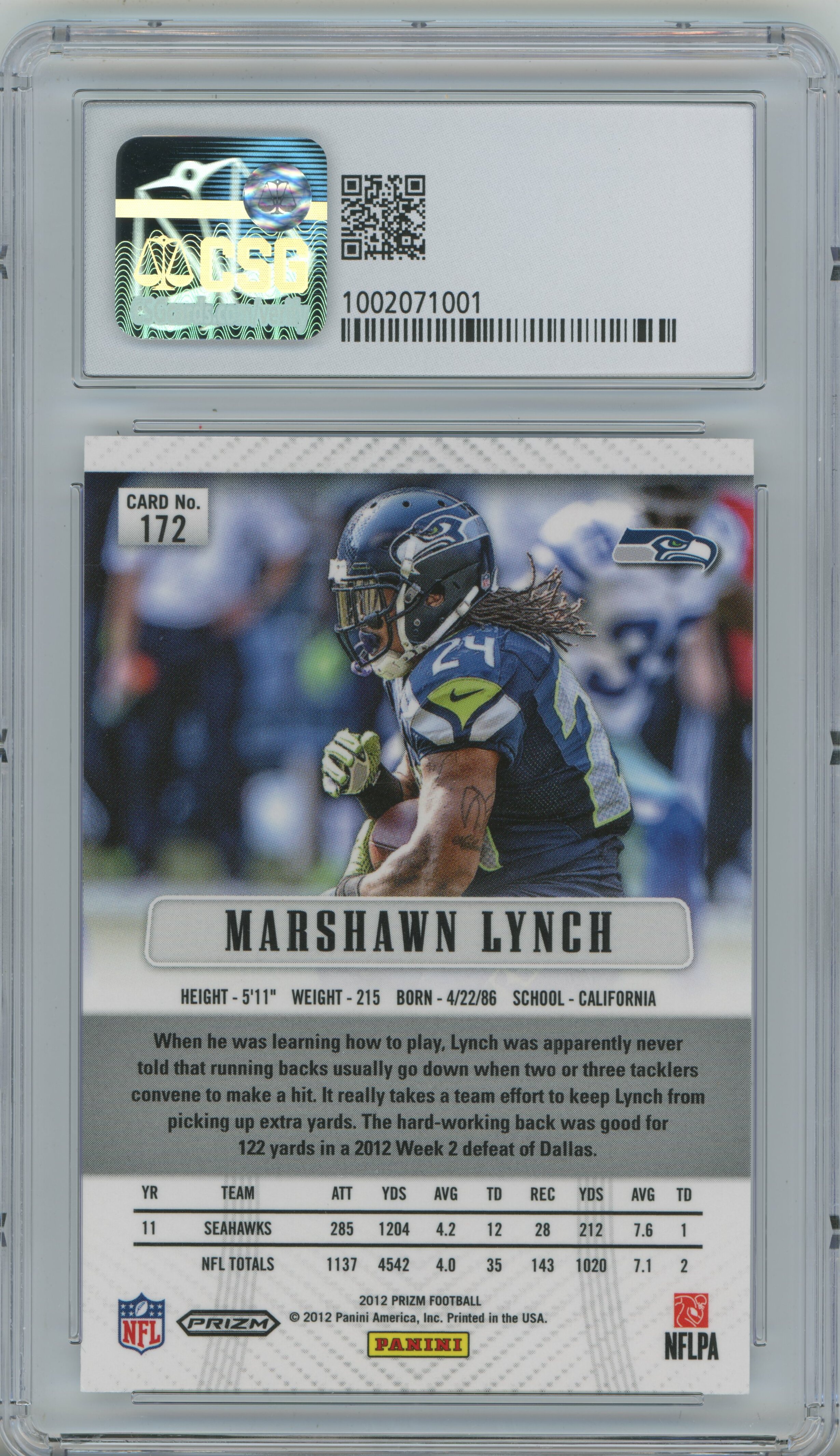 2012 Prizm Silver Marshawn Lynch CSG 9