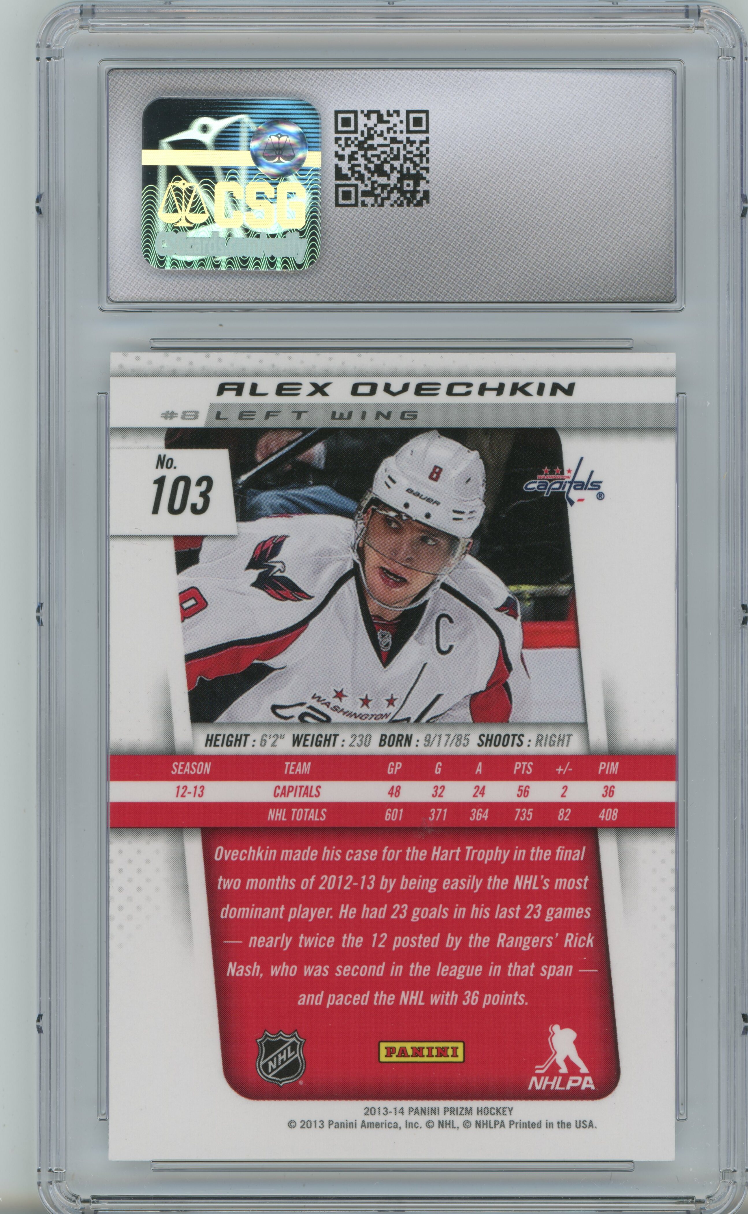 2013-14 Prizm Alex Ovechkin CSG 9.5