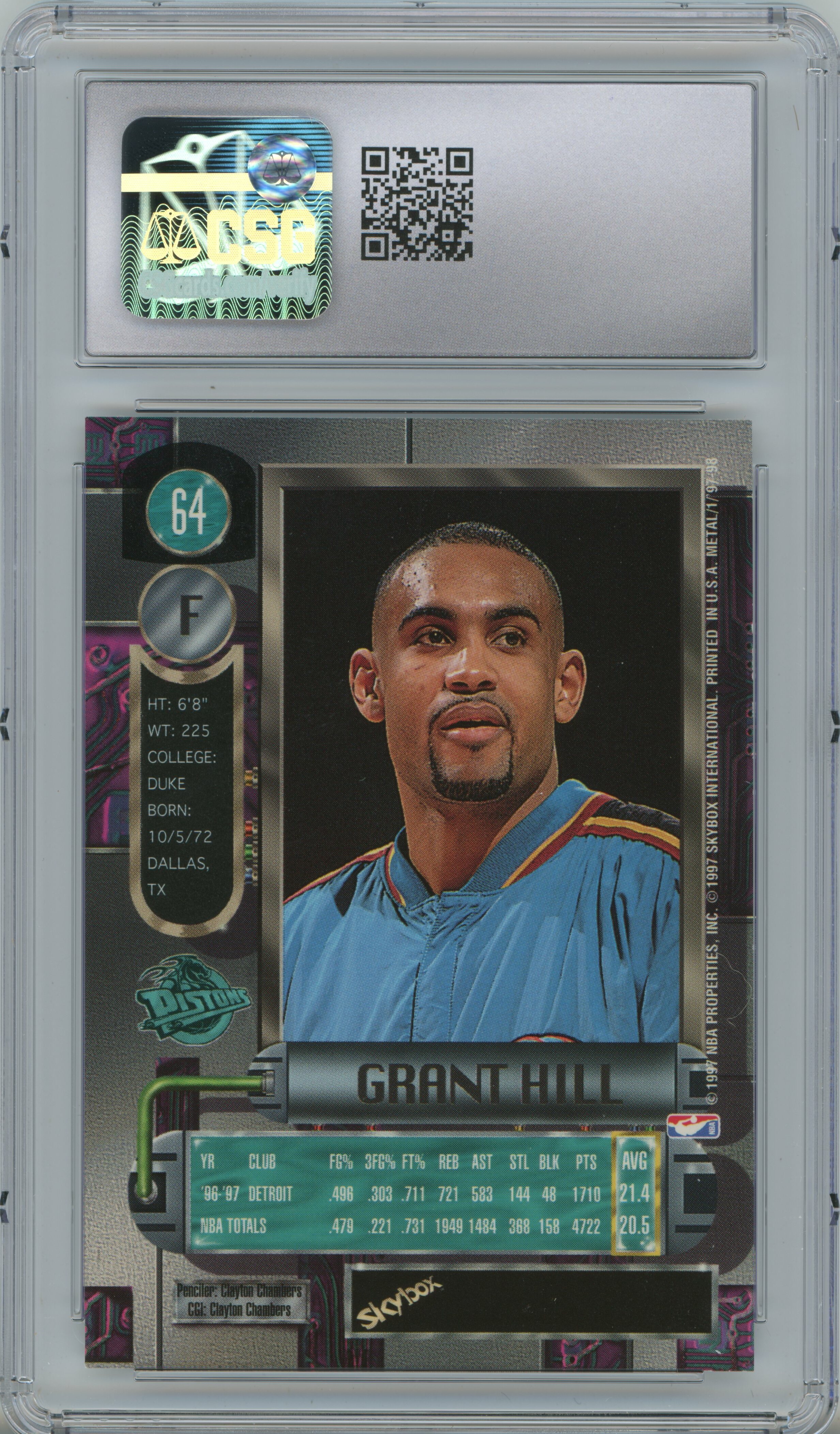 1997-98 Metal Universe Grant Hill CSG 9