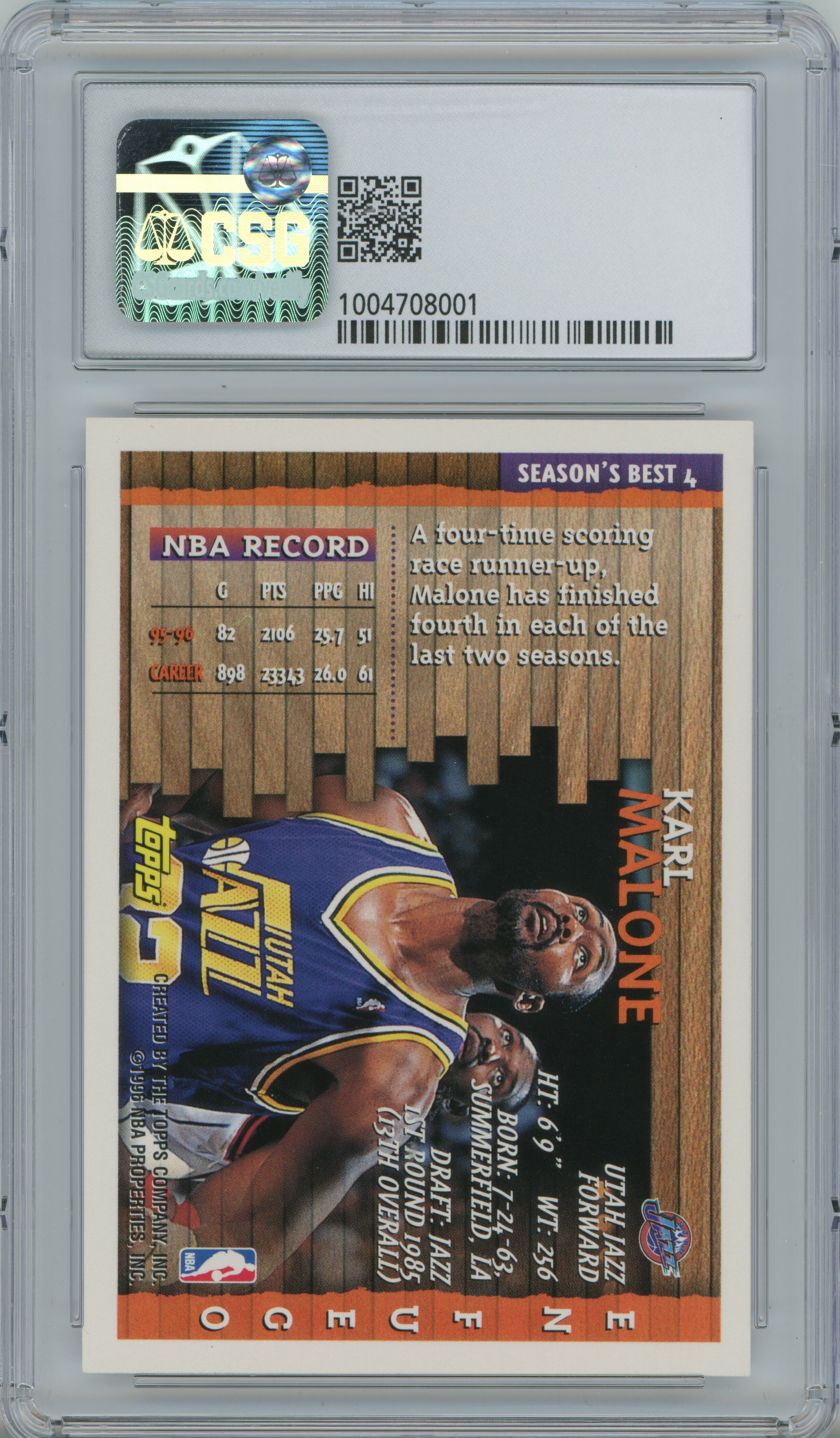 1996-97 Topps Season's Best Karl Malone CSG 9.5