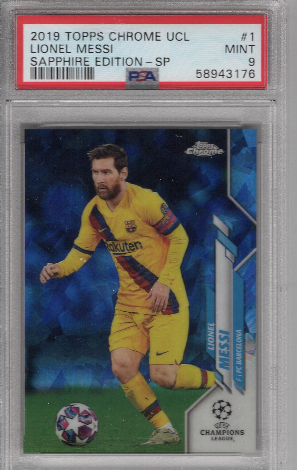 2019 Topps Chrome UCL Sapphire Edition Lionel Messi PSA 9