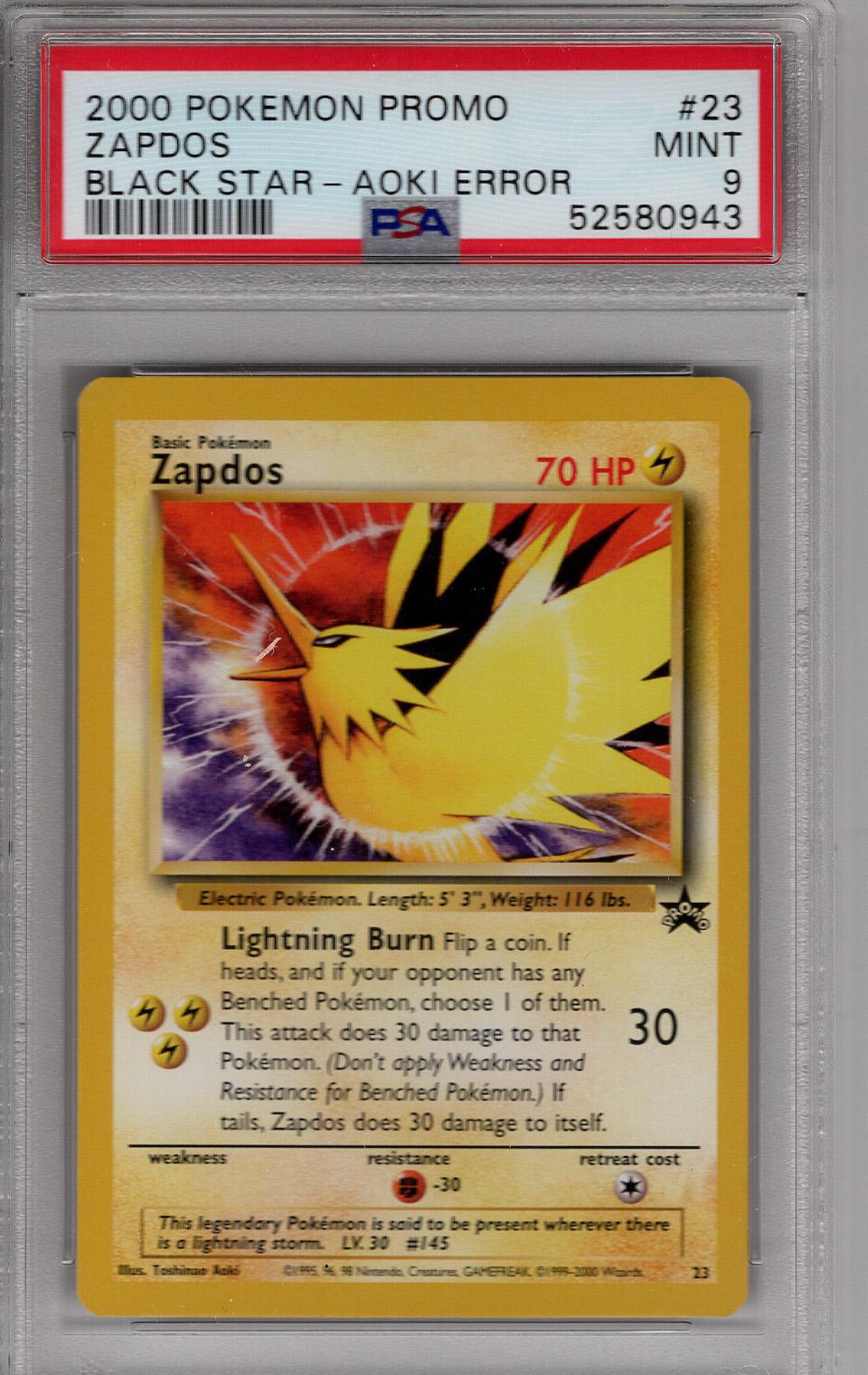 2000 Pokemon Promo Black Star Zapdos PSA 9