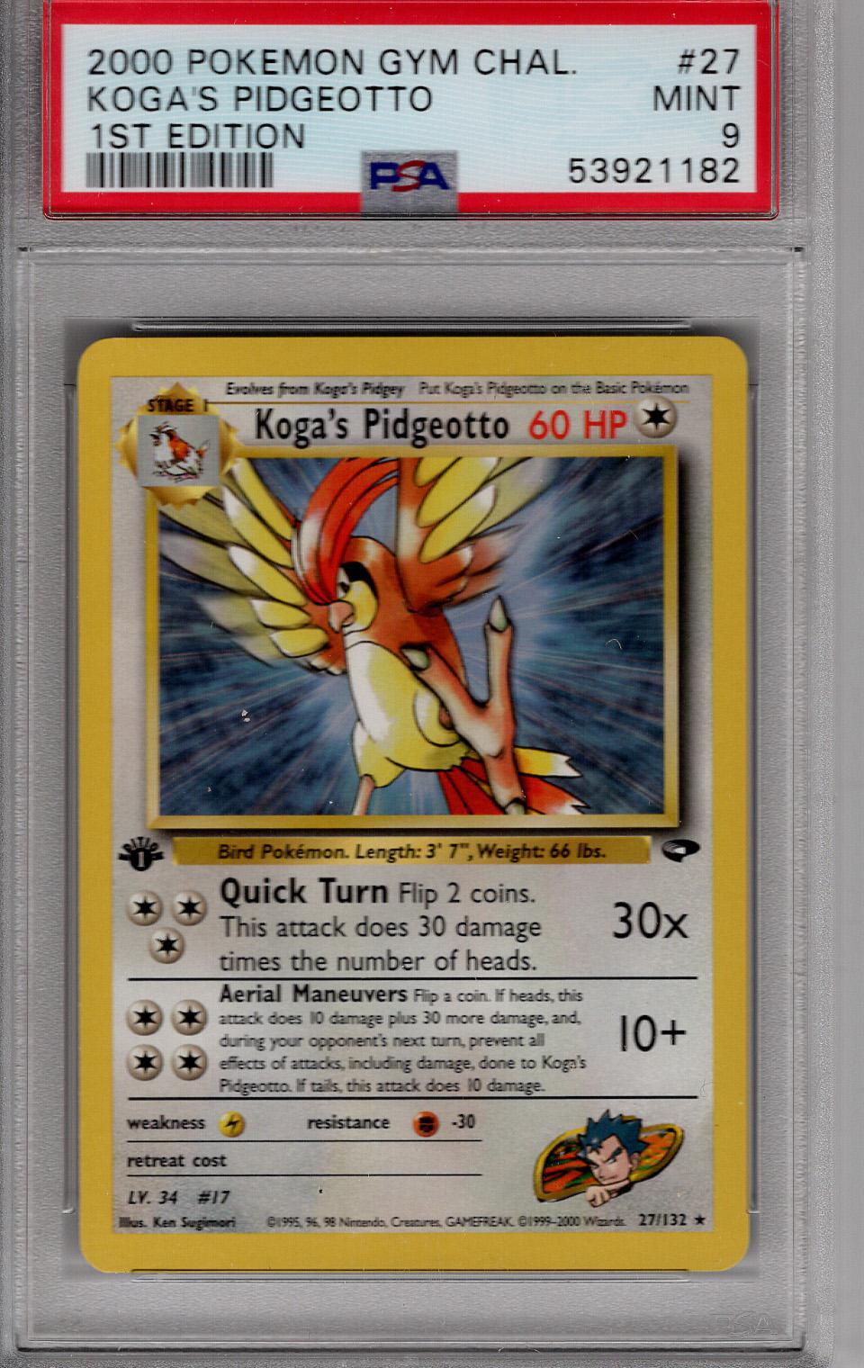 2000 Gym Challenge 1st Edition Koga's Pidgeotto PSA 9