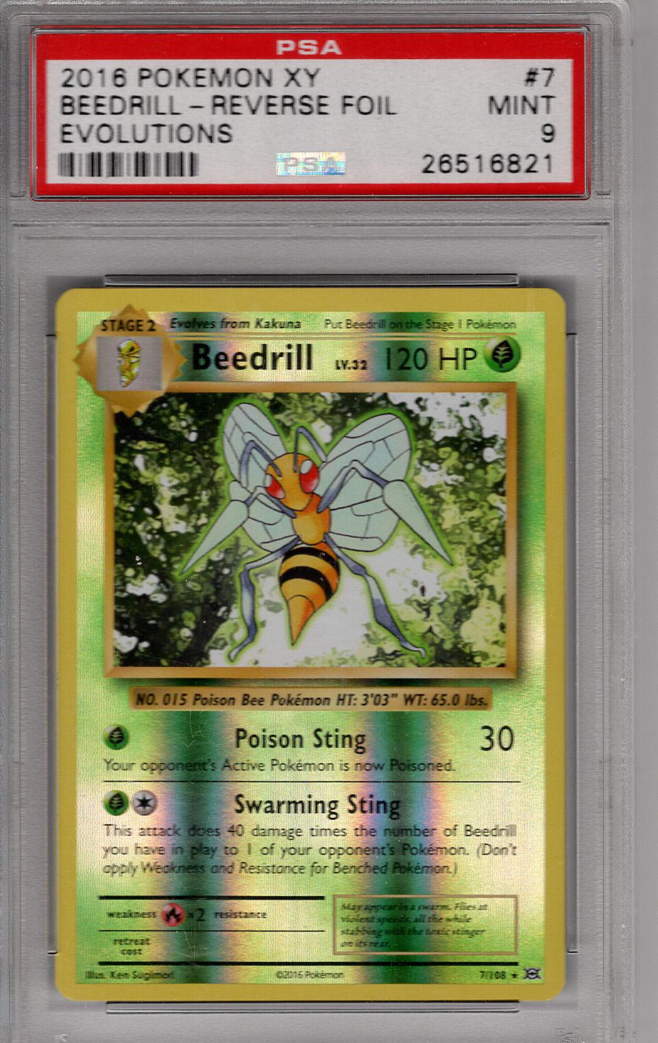 2016 XY Evolutions Reverse Holo Beedrill PSA 9