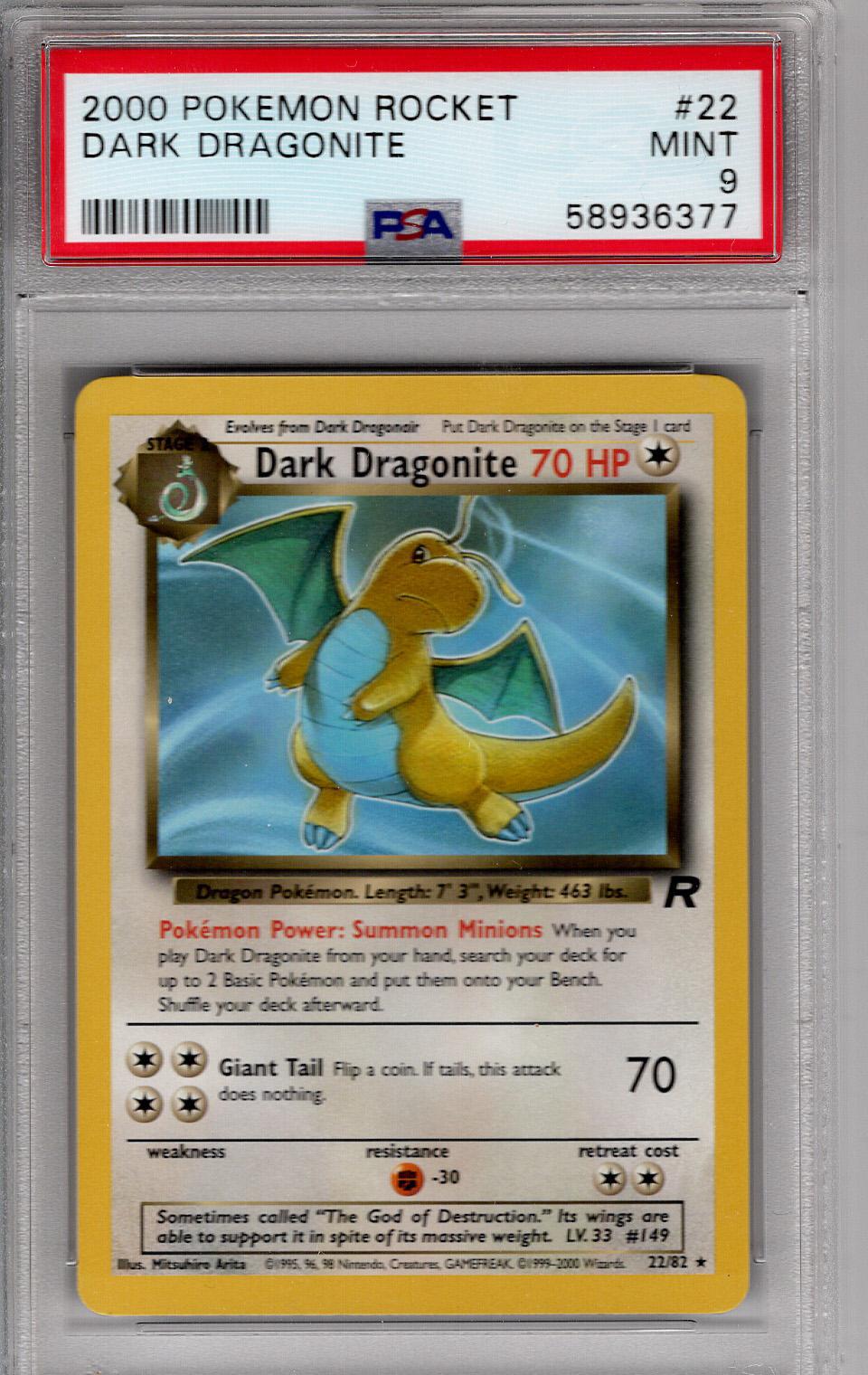 2000 Pokemon Rocket Dark Dragonite PSA 9