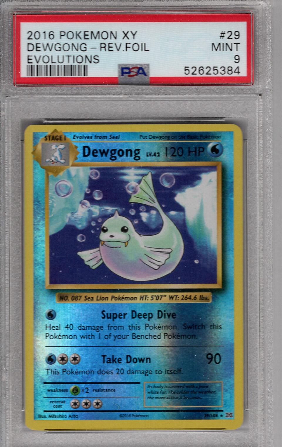 2016 Pokemon XY Evolutions Dewgong Reverse Foil PSA 9