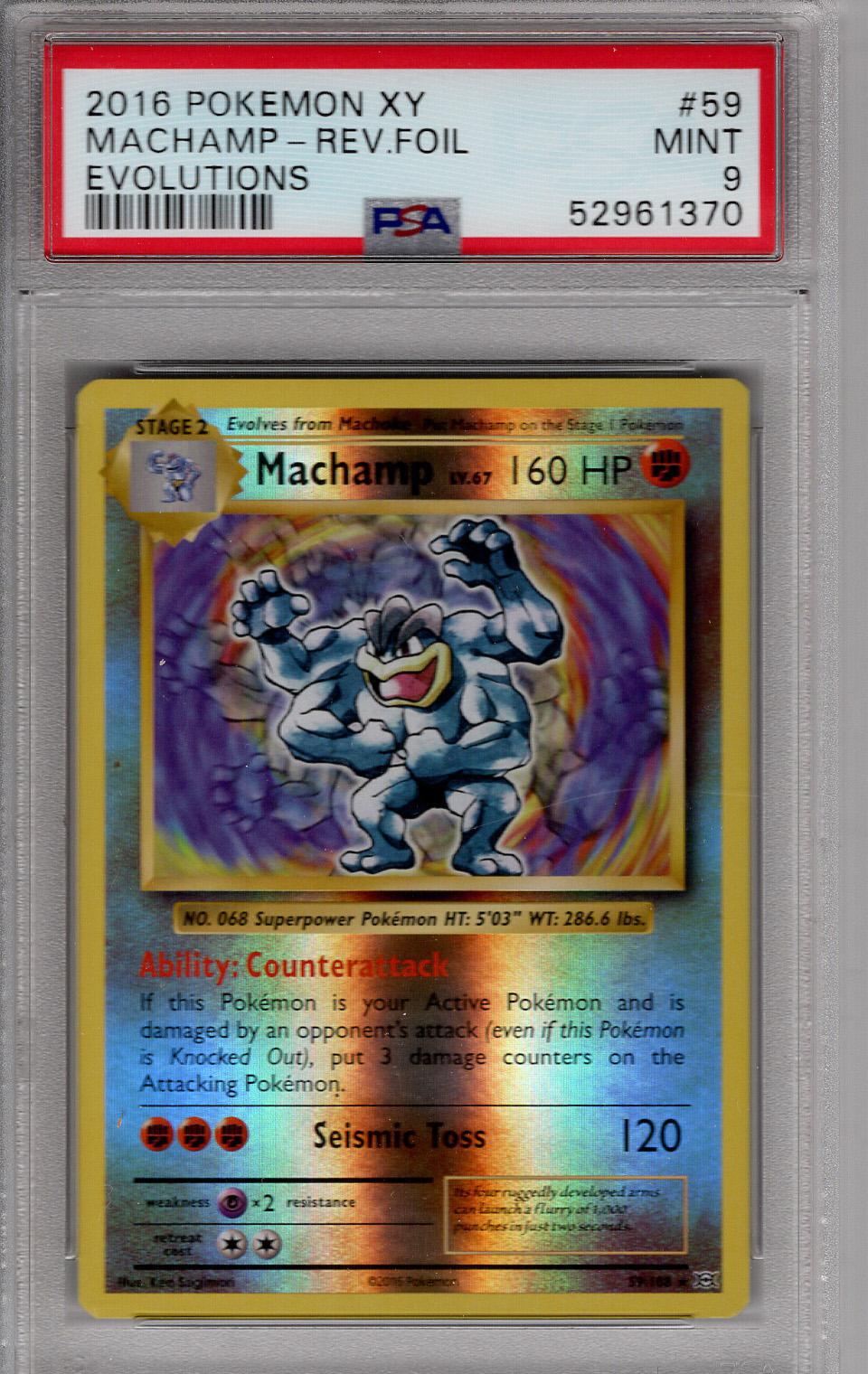 2016 XY Evolutions Reverse Holo Machamp PSA 9