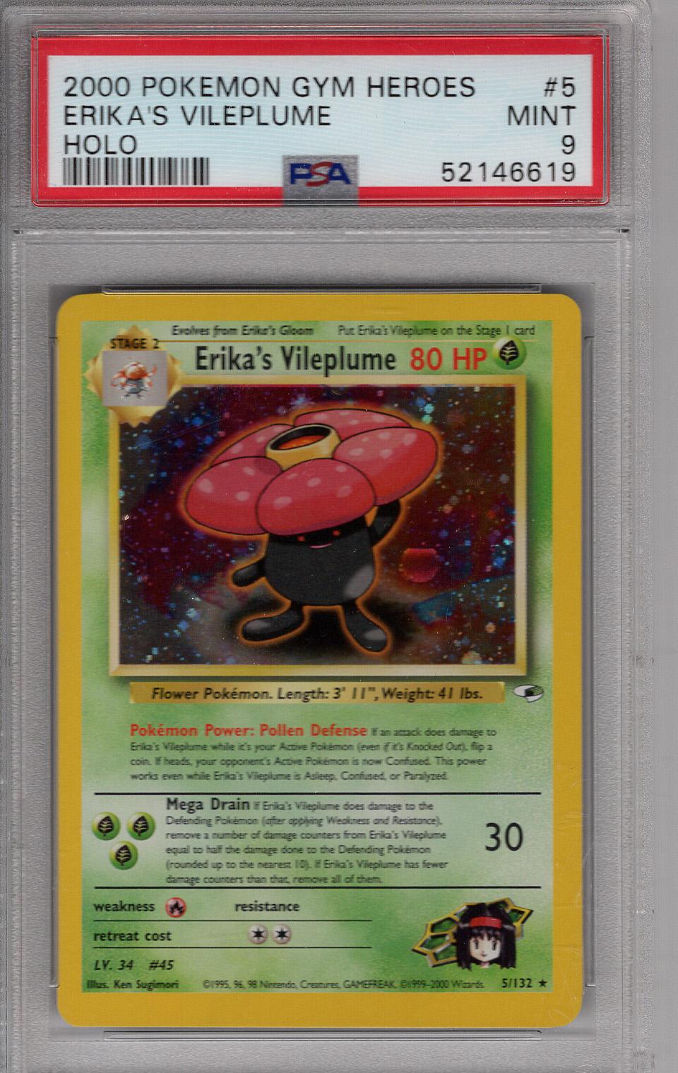 2000 Gym Heroes Holo Erika's Vileplume PSA 9