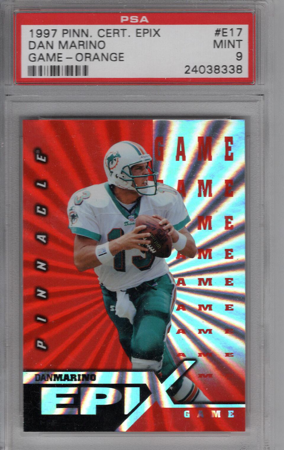 1997 Pinnacle Certified Epix Game Orange Dan Marino PSA 9