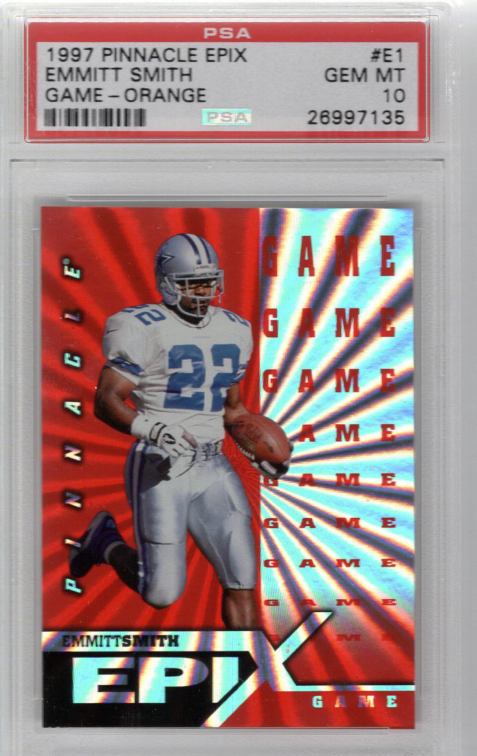 1997 Pinnacle Epix Game Orange Emmitt Smith PSA 10