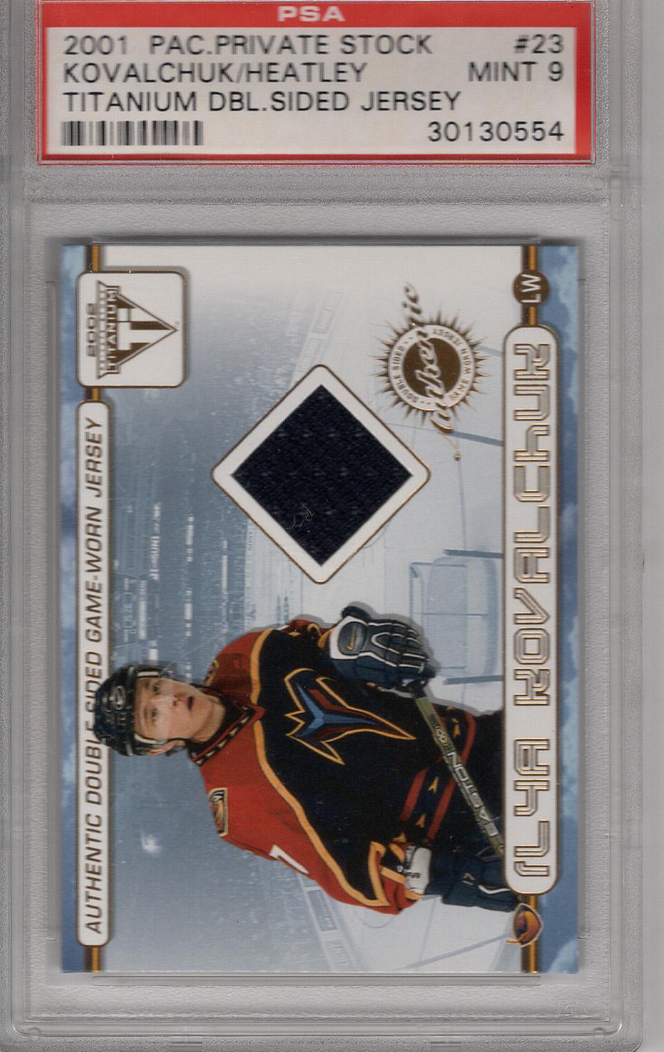 2001-02 Private Stock Titanium Double Sided Jersey RC Ilya Kovalchuk Dany Heatley PSA 9