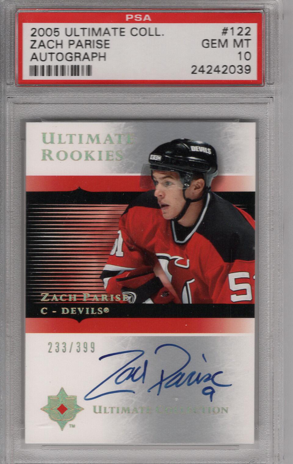 2005-06 Ultimate Collection Auto RC Zach Parise PSA 10