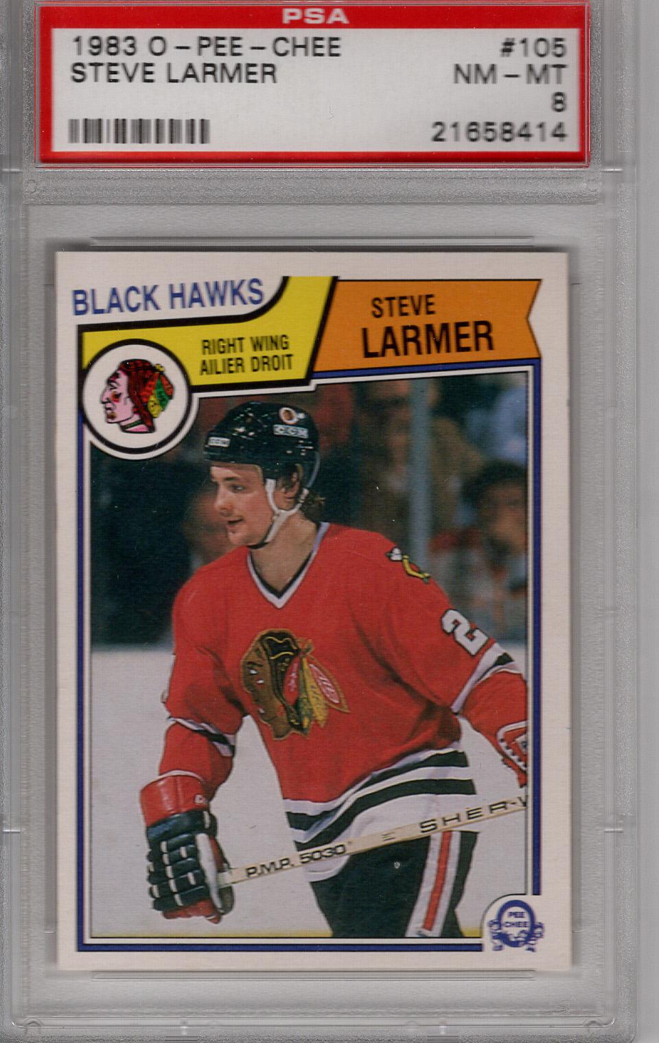 1983-84 O-Pee-Chee Steve Larmer PSA 8